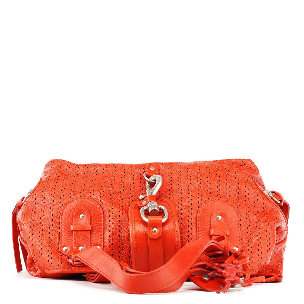 Red Perforated Leather Kerala Bag
