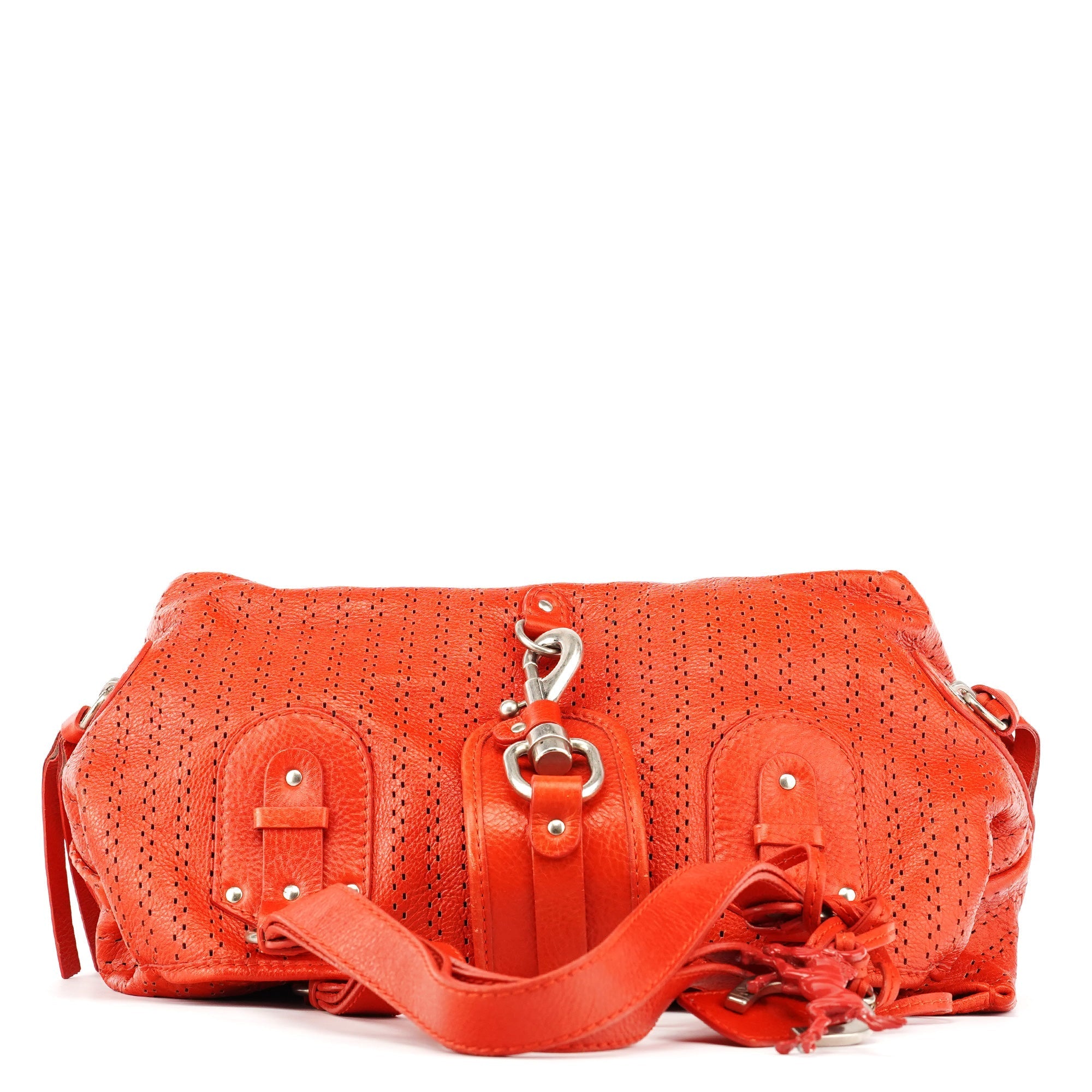 Red Perforated Leather Kerala Bag