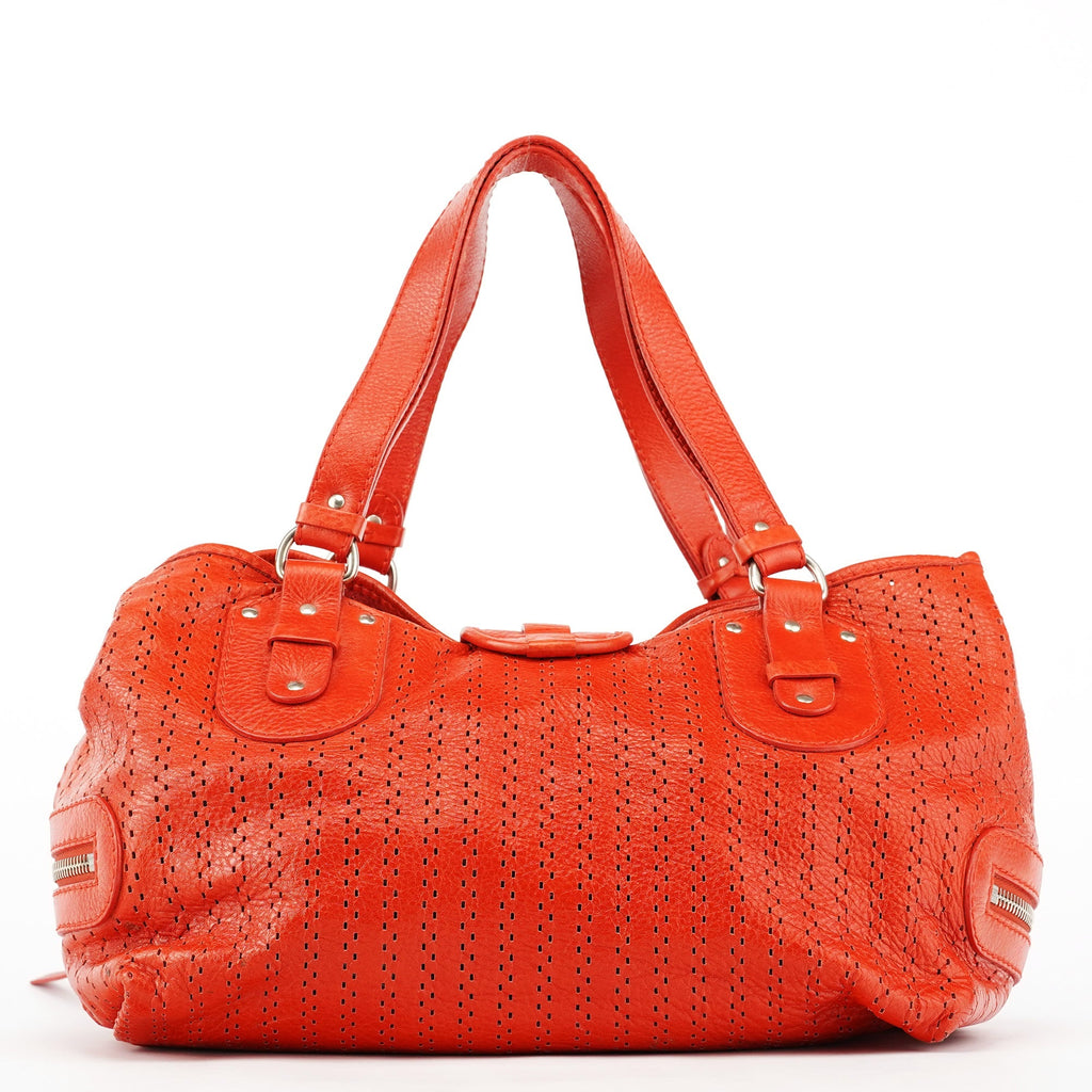 Red Perforated Leather Kerala Bag