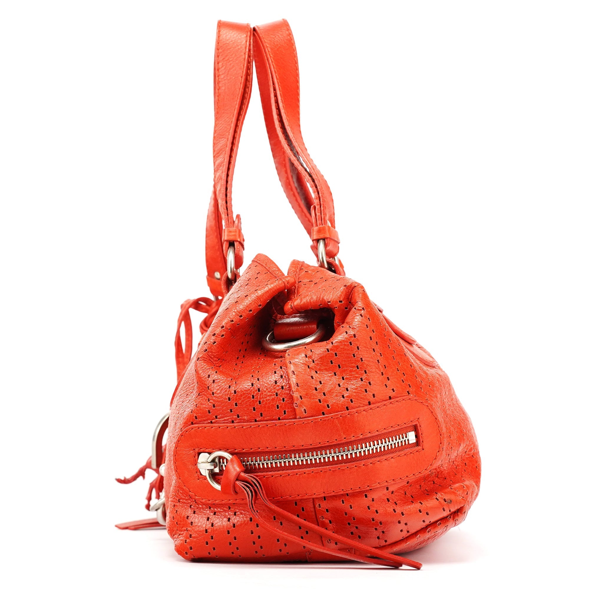 Red Perforated Leather Kerala Bag