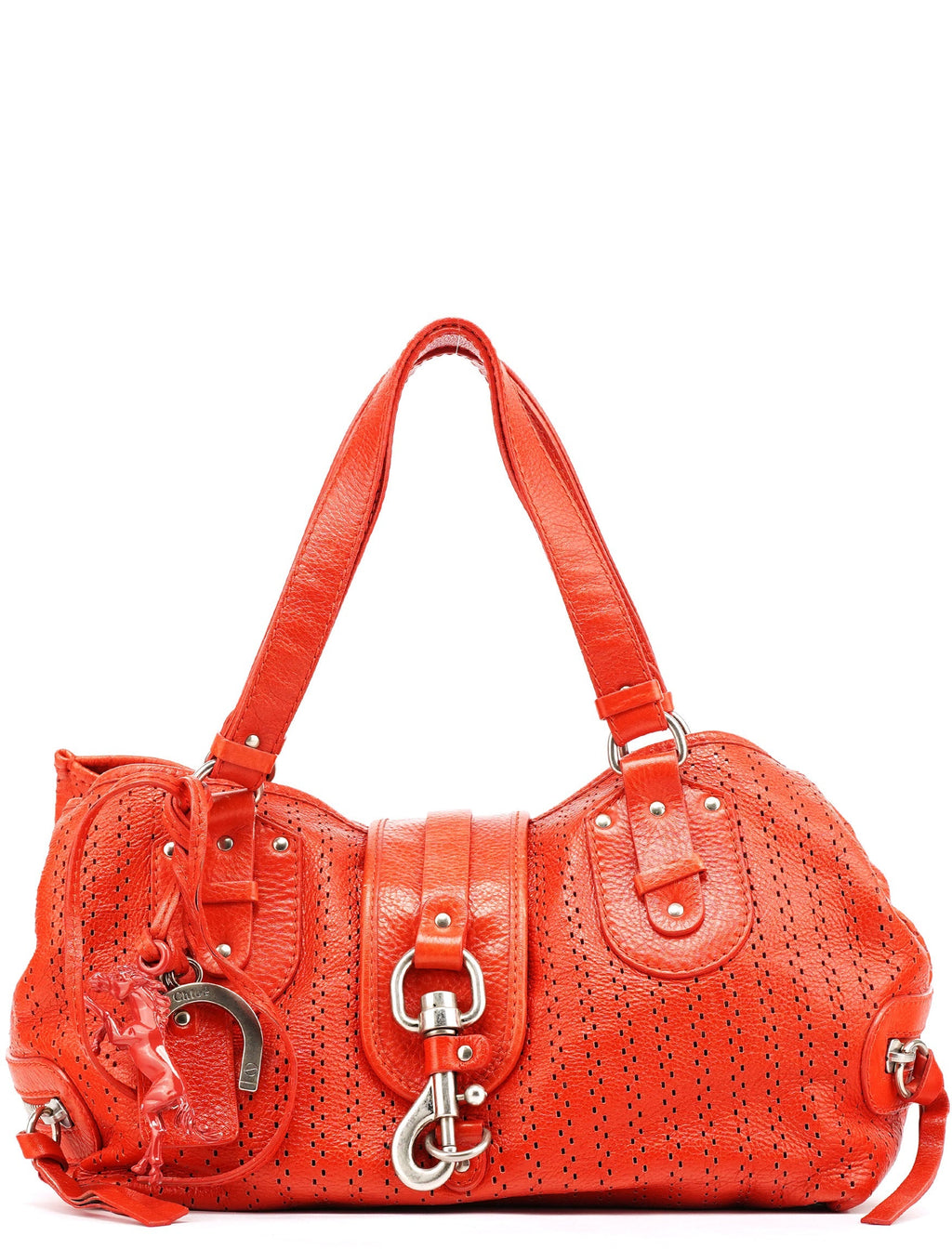 Red Perforated Leather Kerala Bag
