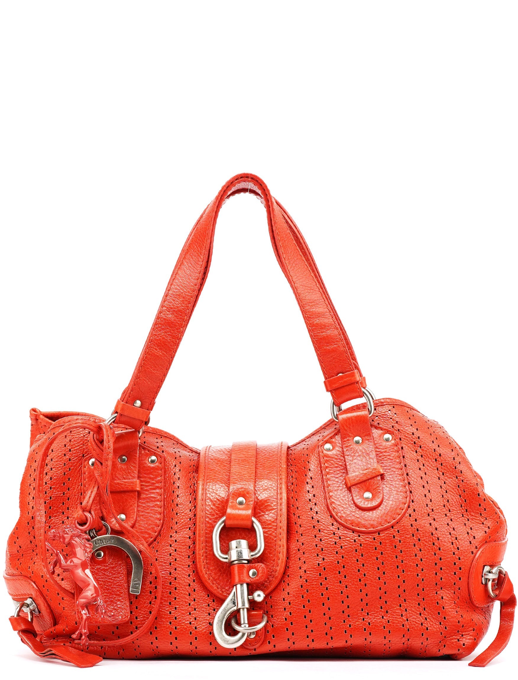 Red Perforated Leather Kerala Bag