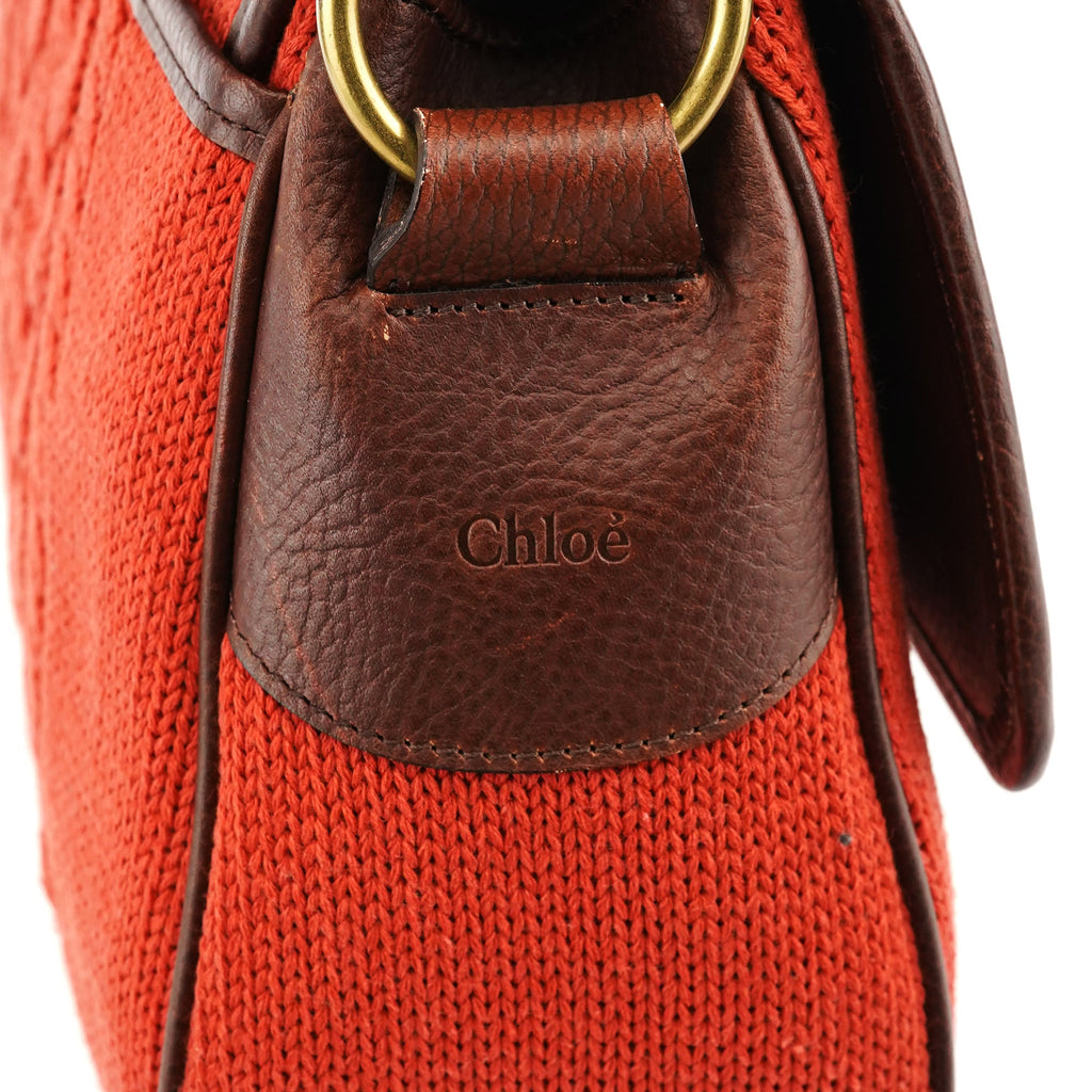 Red Wool Knit Shoulder Bag