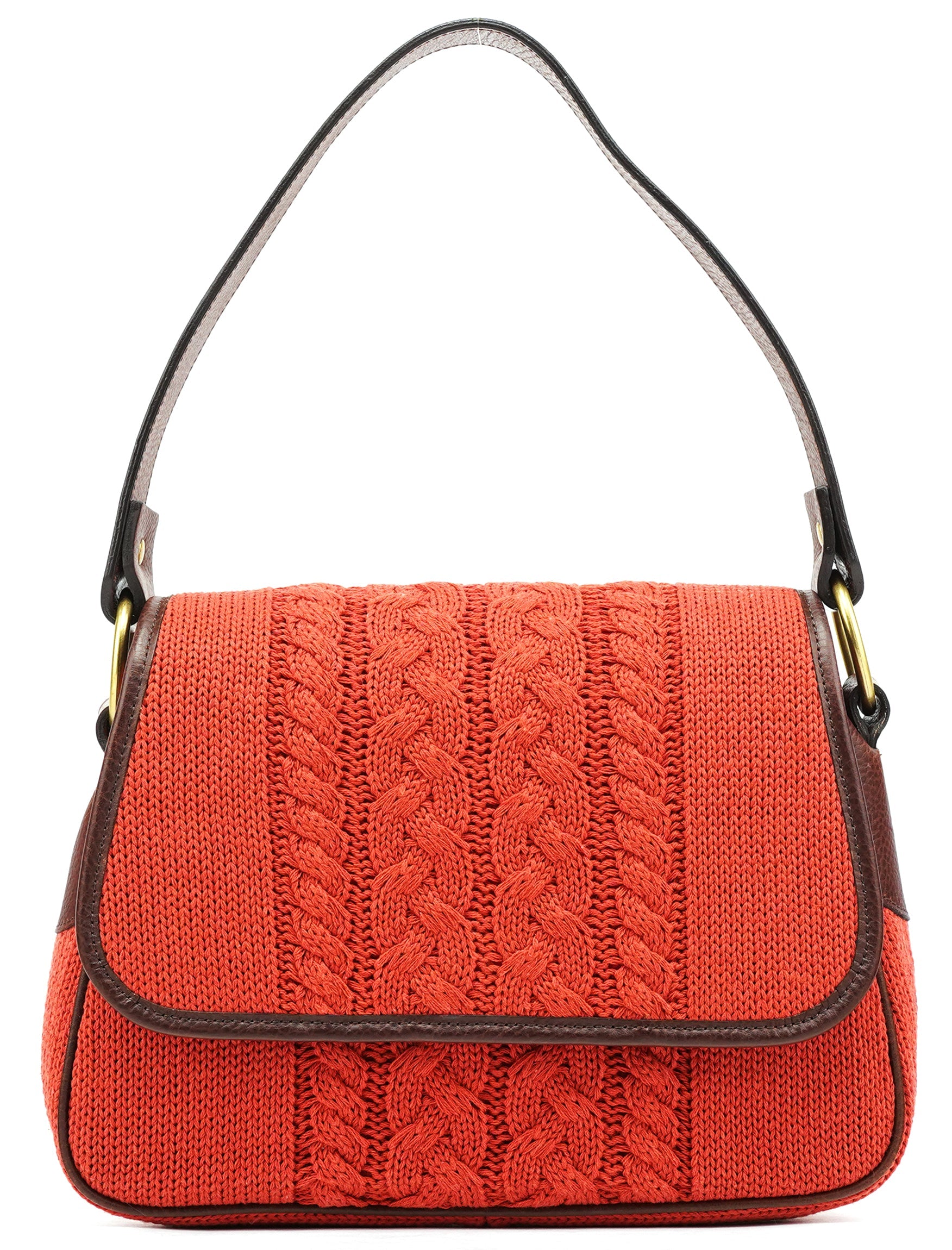 Red Wool Knit Shoulder Bag