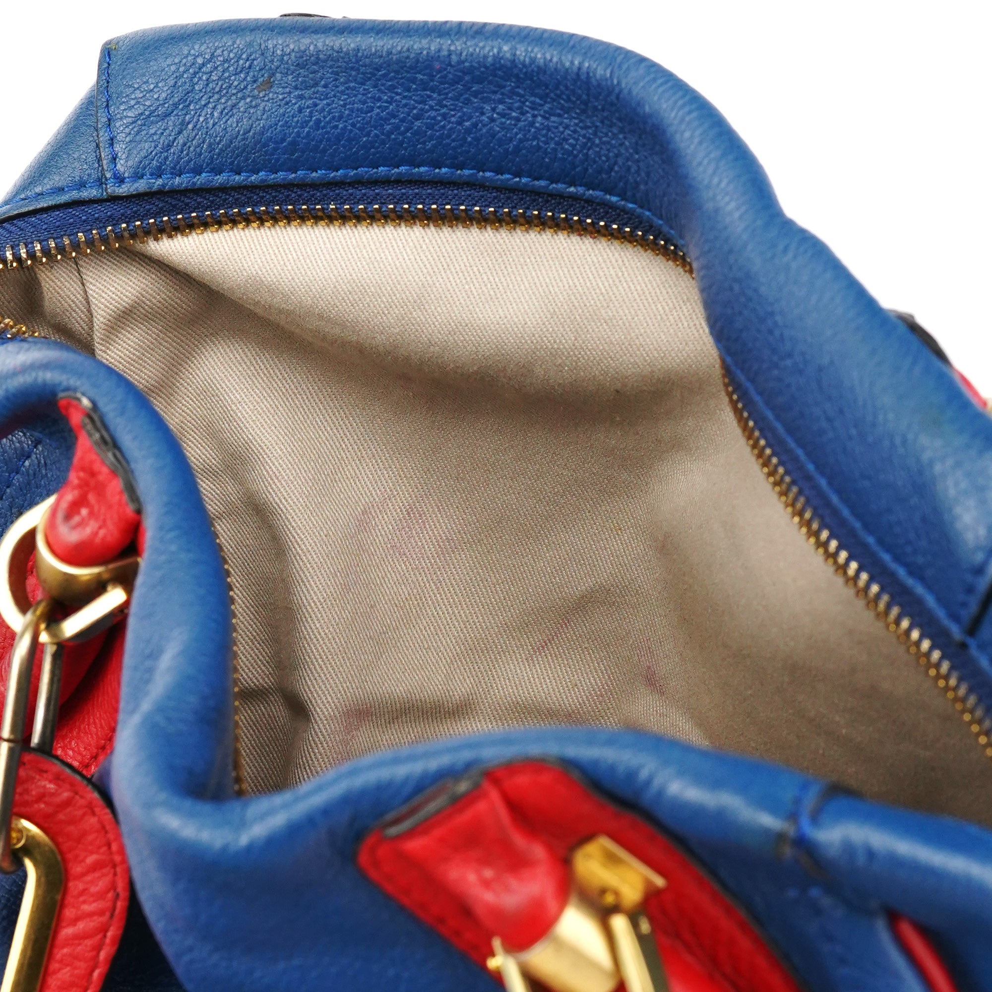 Rive Gauche Exclusive Blue Red Leather Paraty 2-Way Bag