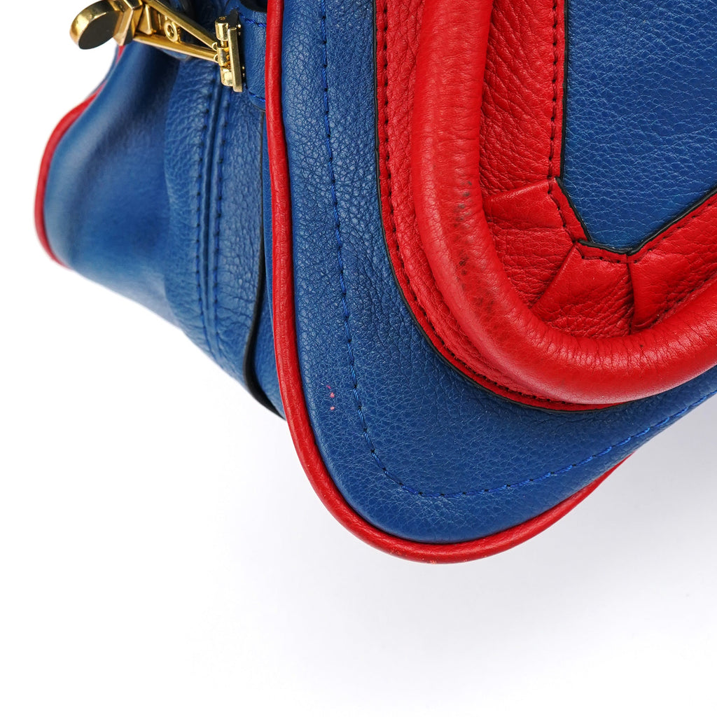 Rive Gauche Exclusive Blue Red Leather Paraty 2-Way Bag