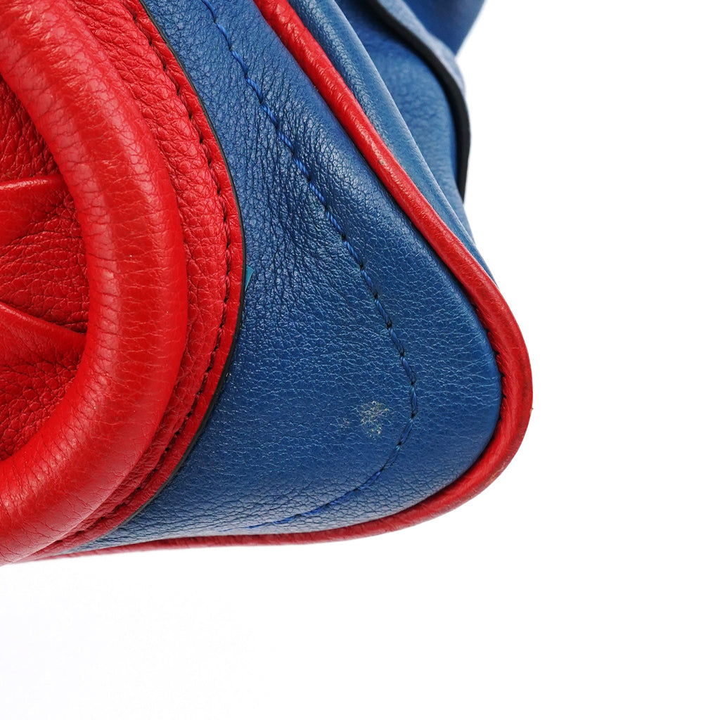 Rive Gauche Exclusive Blue Red Leather Paraty 2-Way Bag
