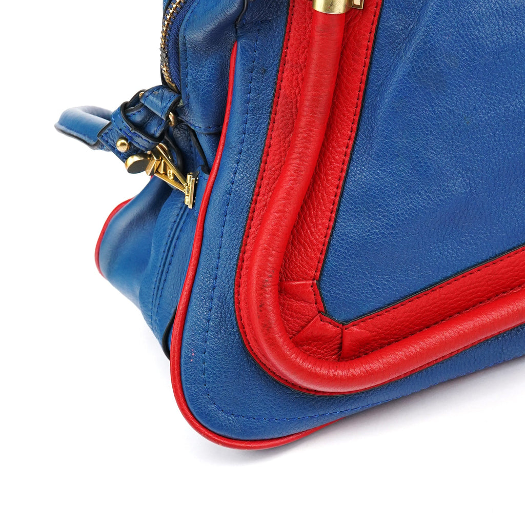 Rive Gauche Exclusive Blue Red Leather Paraty 2-Way Bag