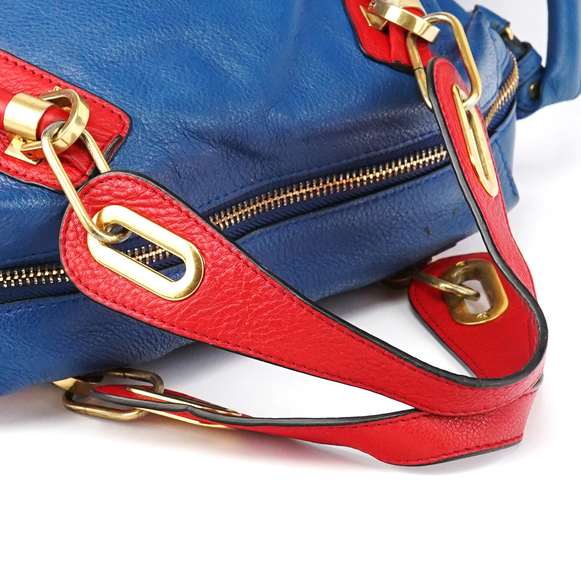 Rive Gauche Exclusive Blue Red Leather Paraty 2-Way Bag
