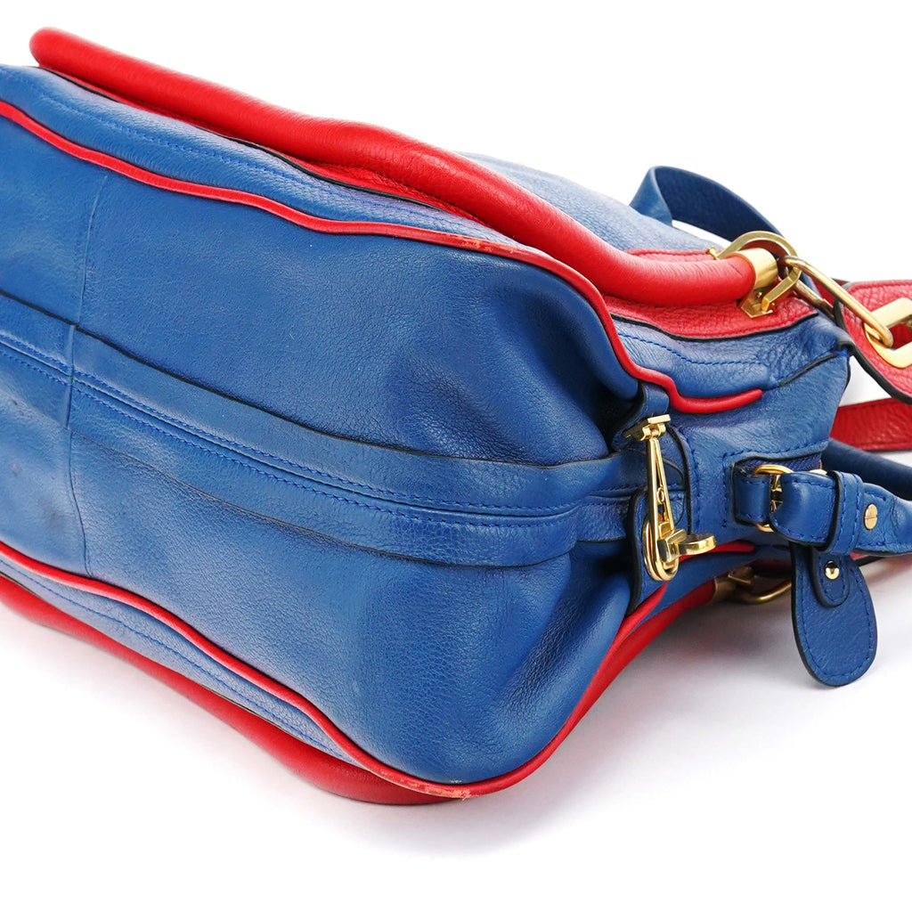 Rive Gauche Exclusive Blue Red Leather Paraty 2-Way Bag