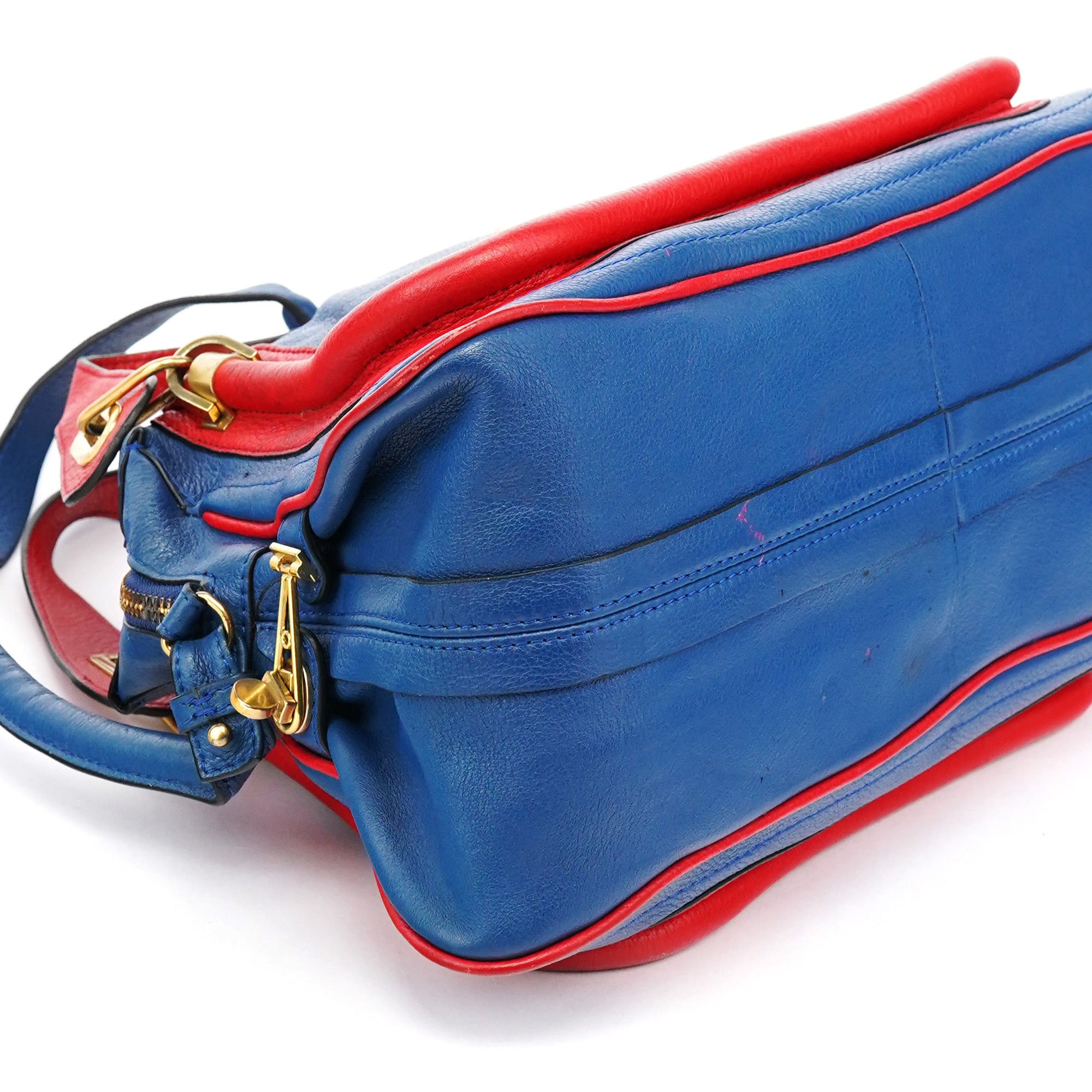 Rive Gauche Exclusive Blue Red Leather Paraty 2-Way Bag