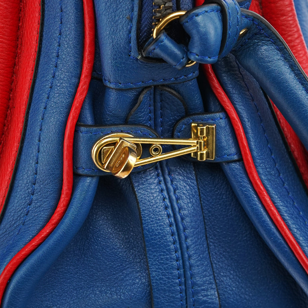 Rive Gauche Exclusive Blue Red Leather Paraty 2-Way Bag