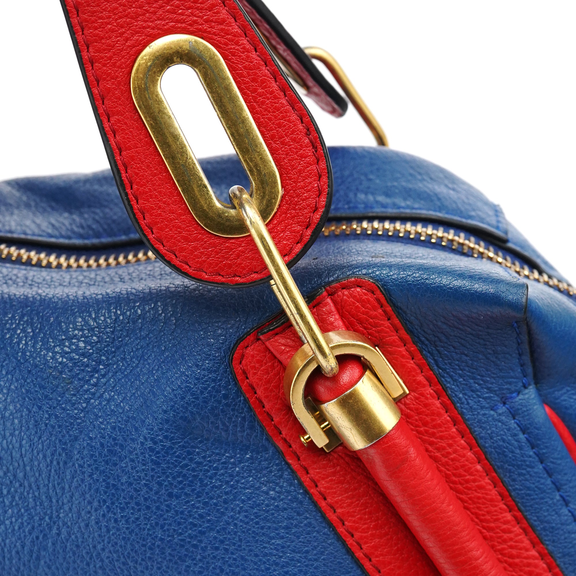 Rive Gauche Exclusive Blue Red Leather Paraty 2-Way Bag