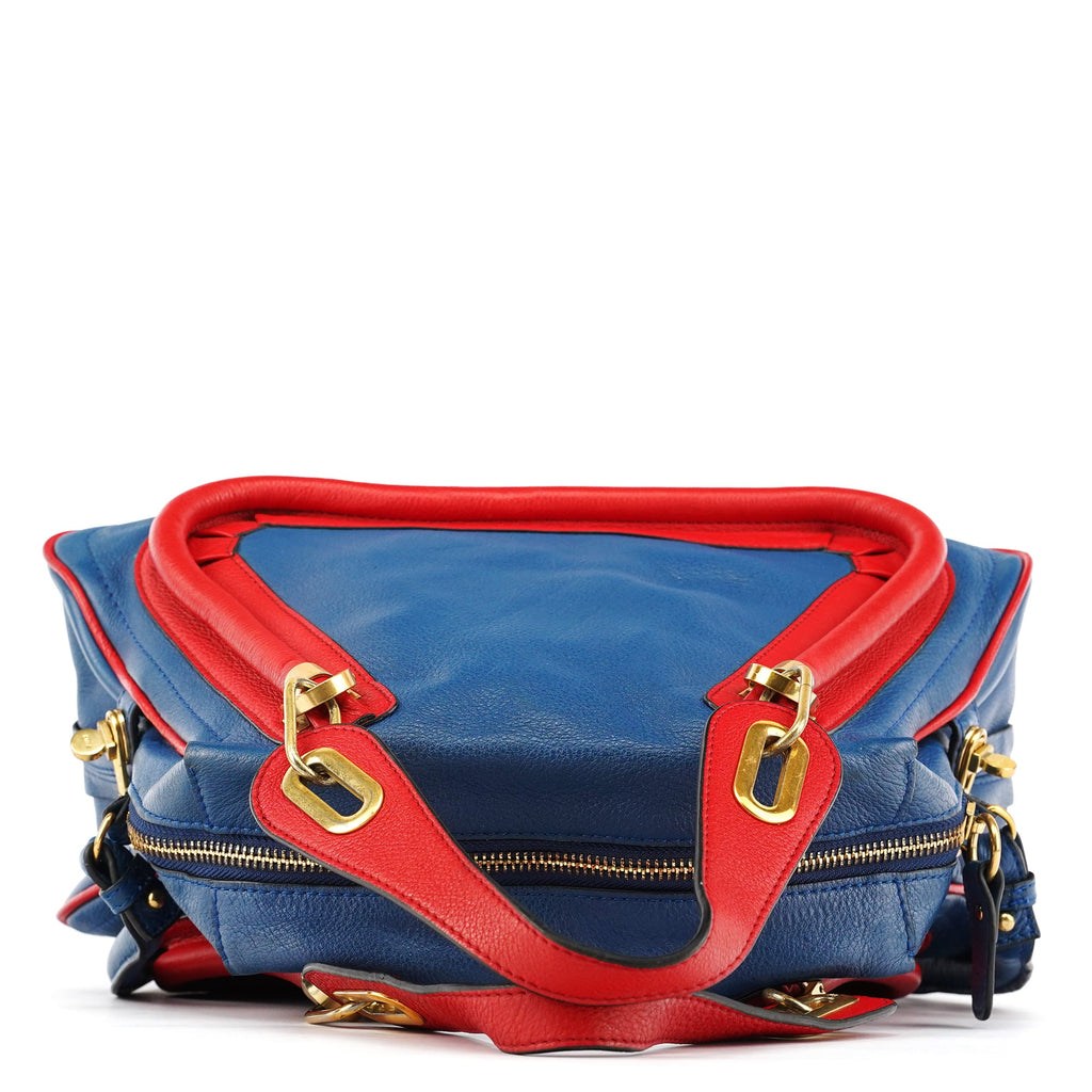 Rive Gauche Exclusive Blue Red Leather Paraty 2-Way Bag