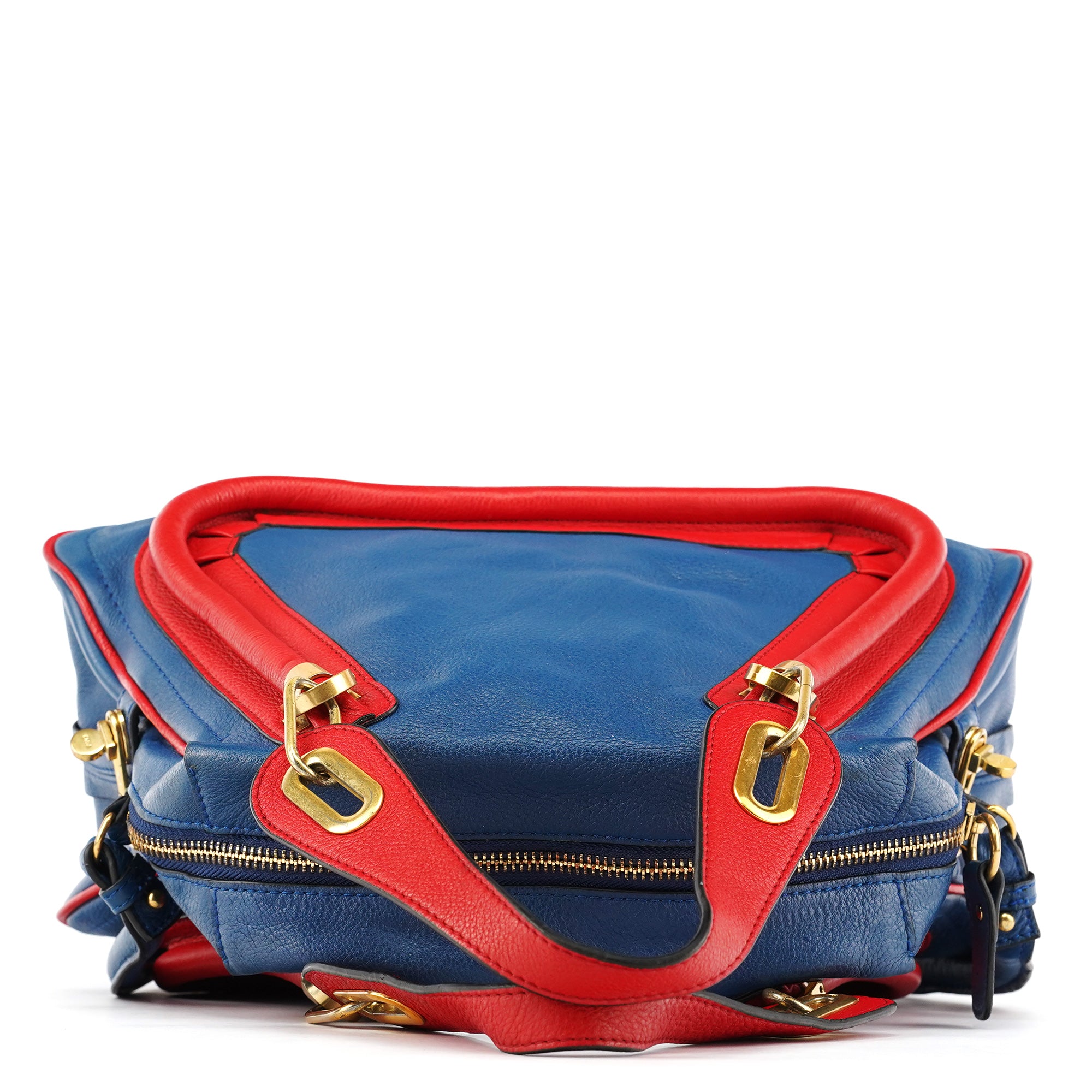 Rive Gauche Exclusive Blue Red Leather Paraty 2-Way Bag