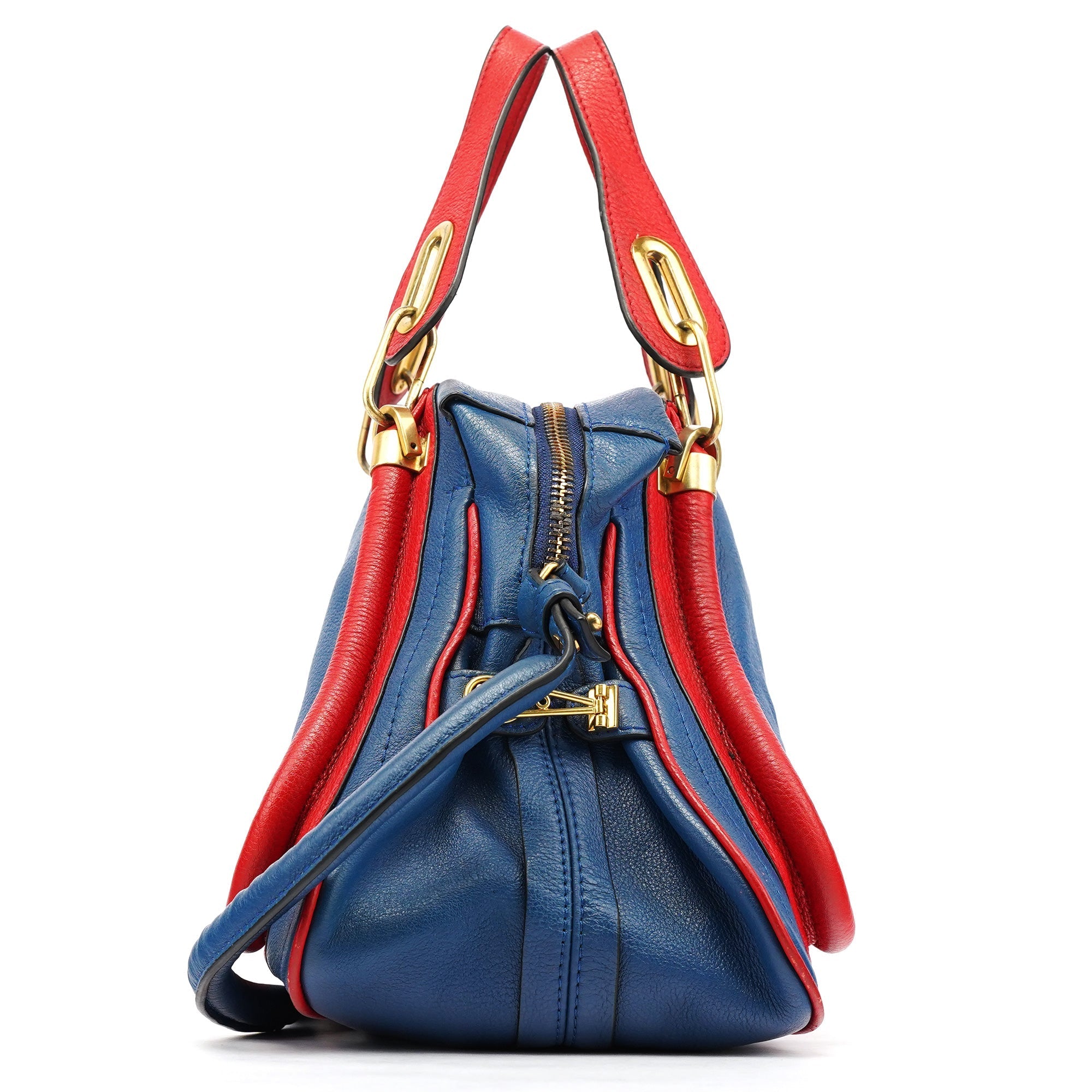 Rive Gauche Exclusive Blue Red Leather Paraty 2-Way Bag