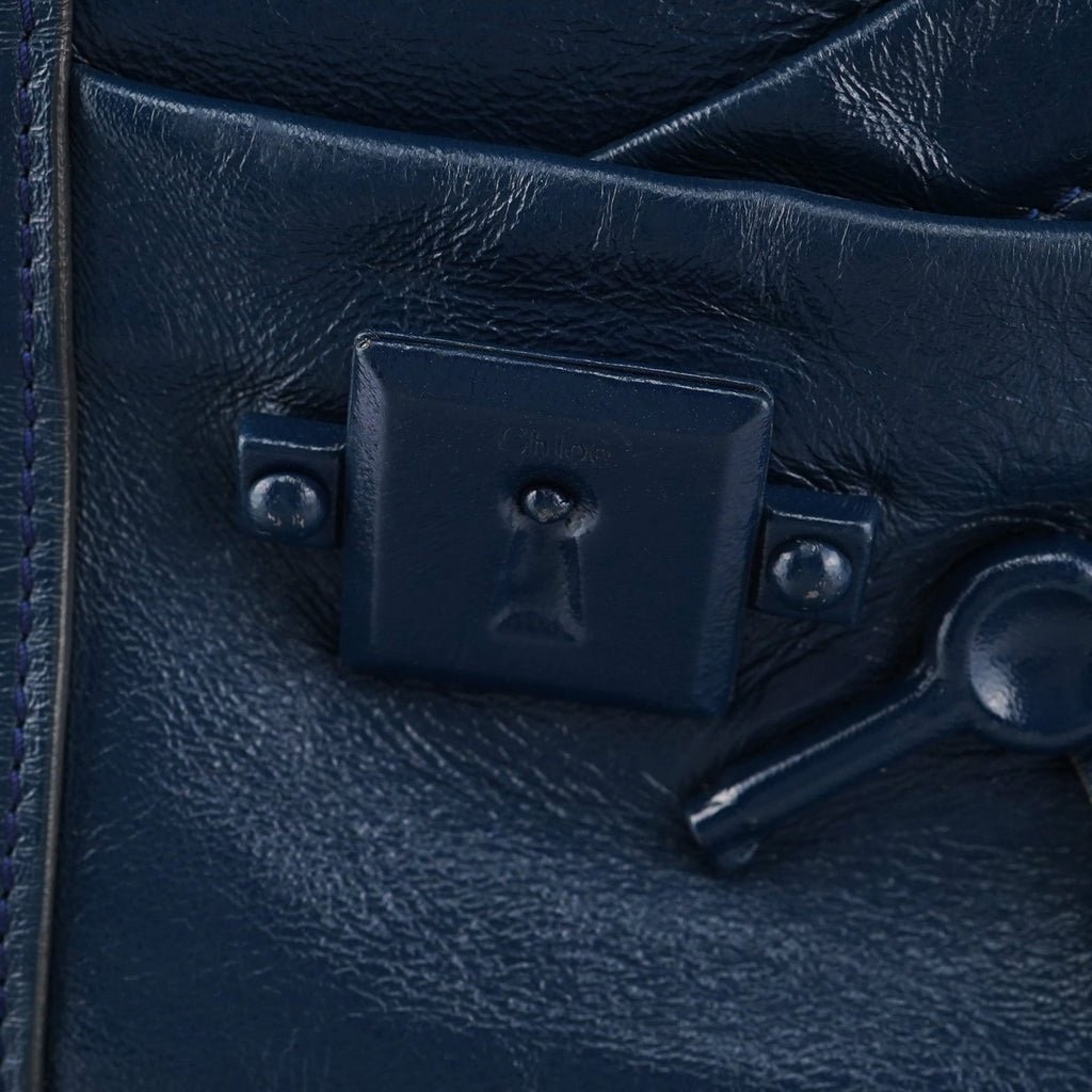 Royal Blue Leather Neo Paddington Tote Bag