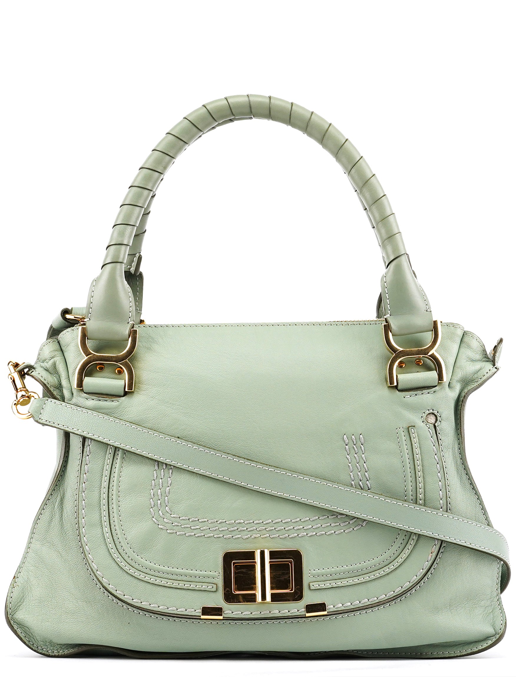Sage Green Leather Marcie 2-Way Bag