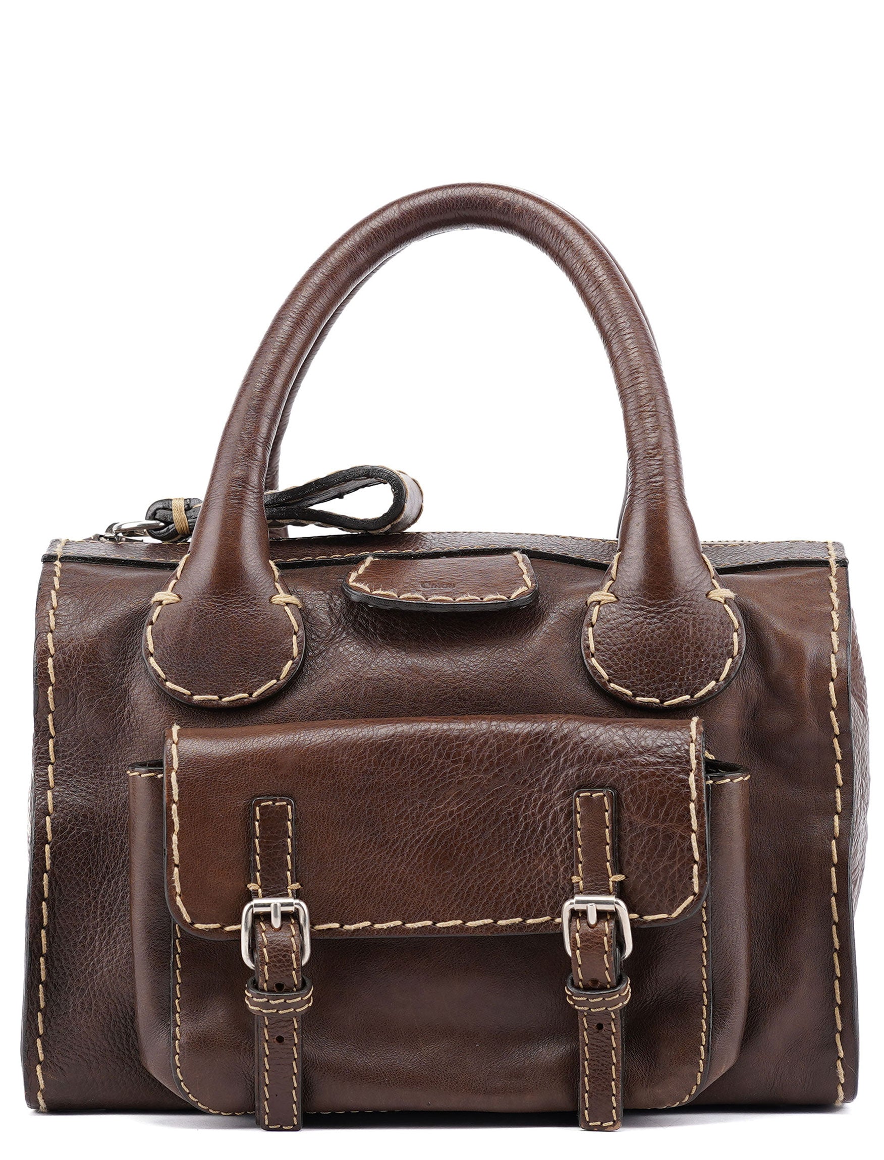 Small Brown Leather Edith Tote Bag