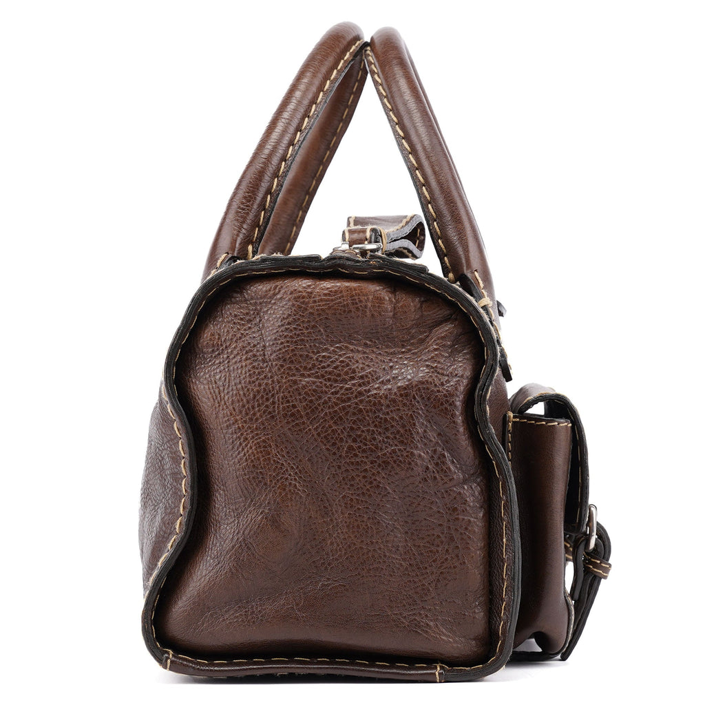 Small Brown Leather Edith Tote Bag