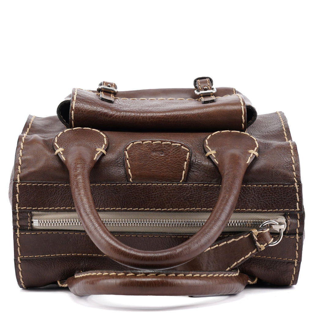 Small Brown Leather Edith Tote Bag