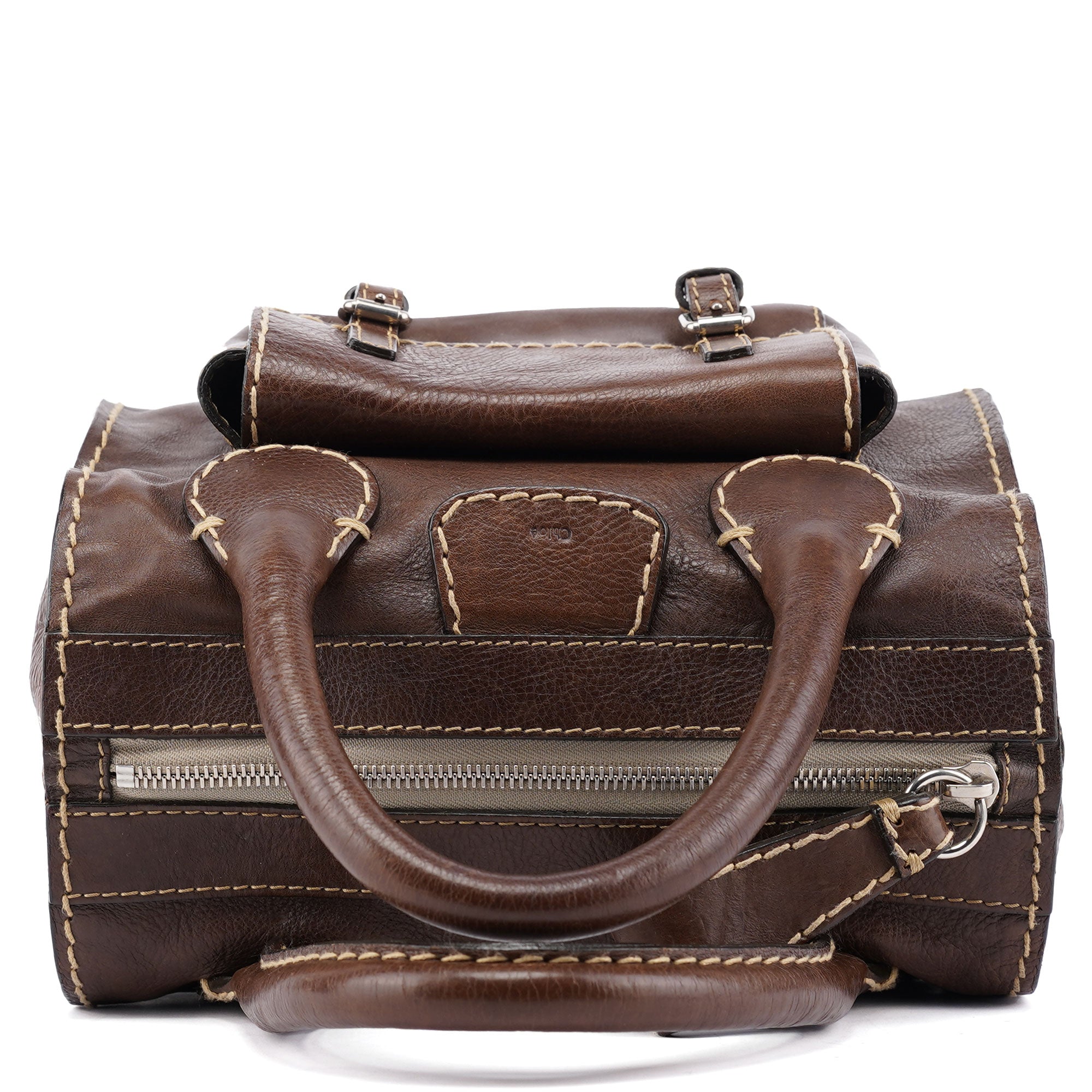 Small Brown Leather Edith Tote Bag