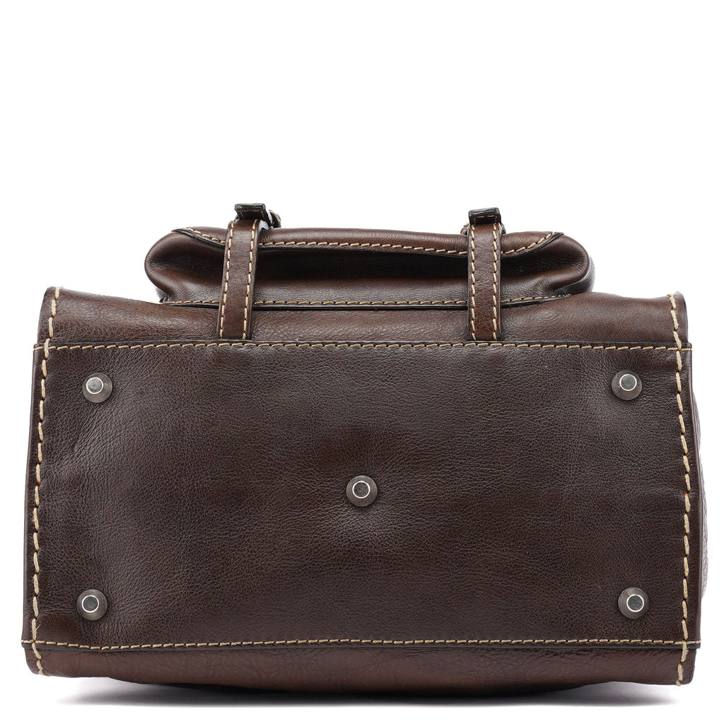 Small Brown Leather Edith Tote Bag