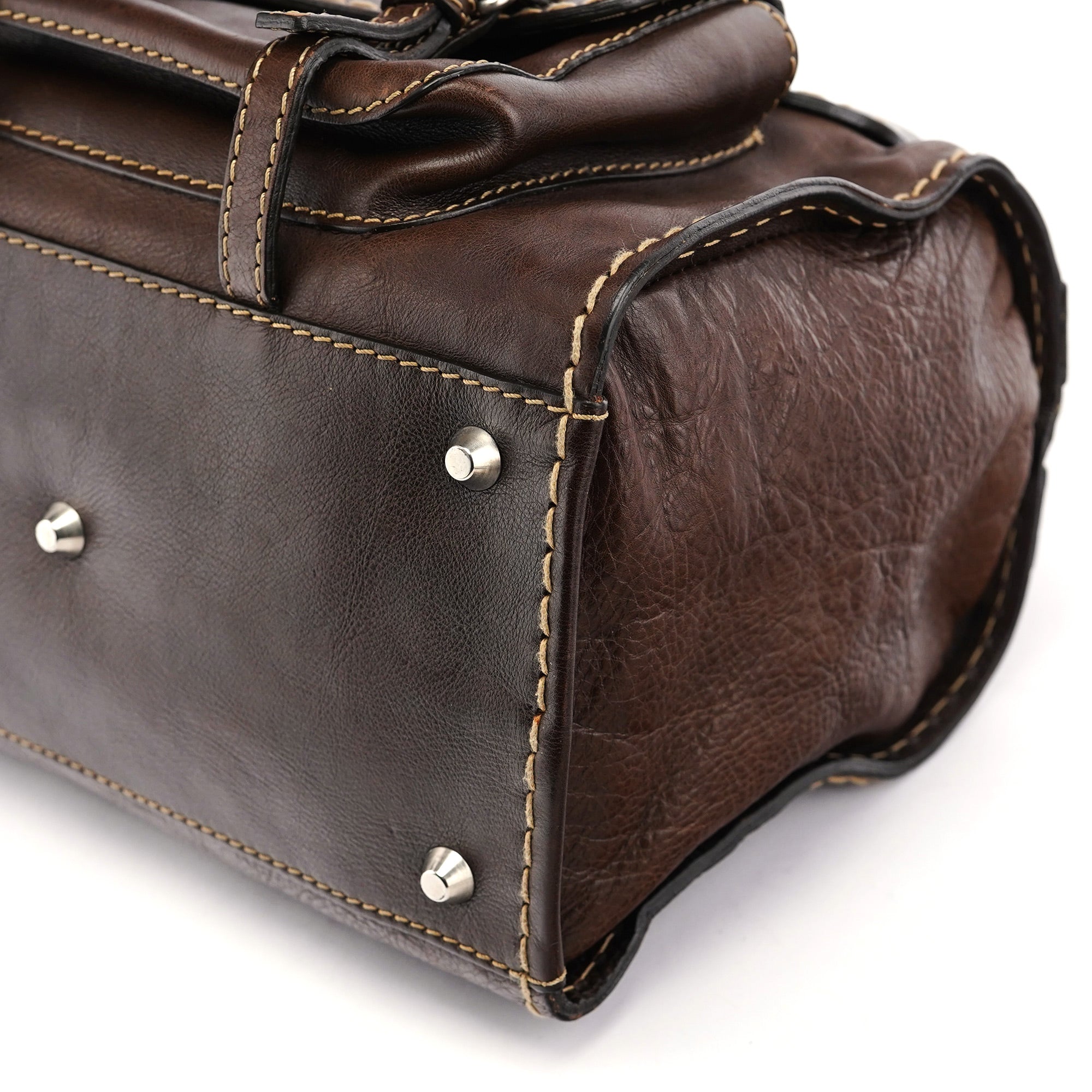 Small Brown Leather Edith Tote Bag