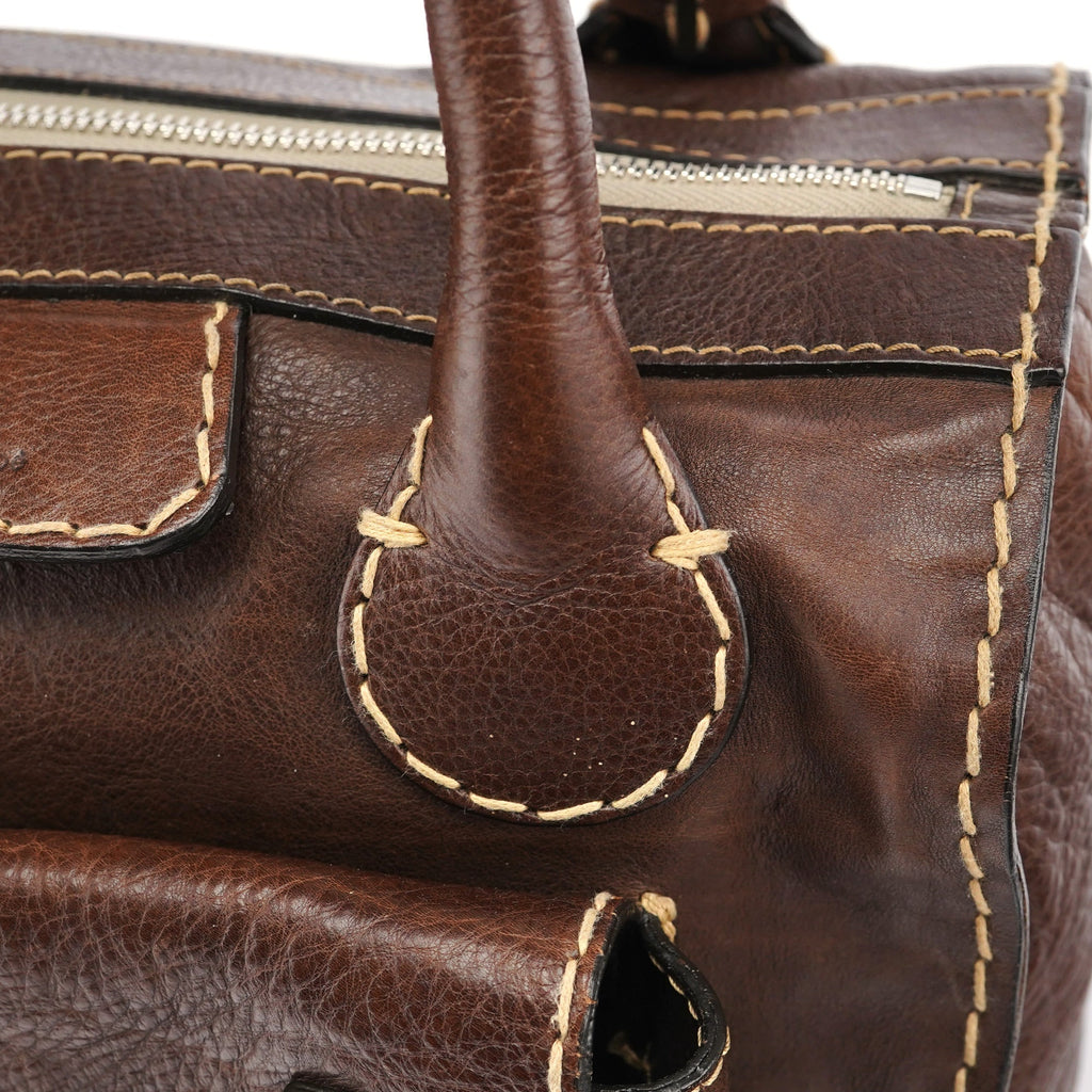 Small Brown Leather Edith Tote Bag
