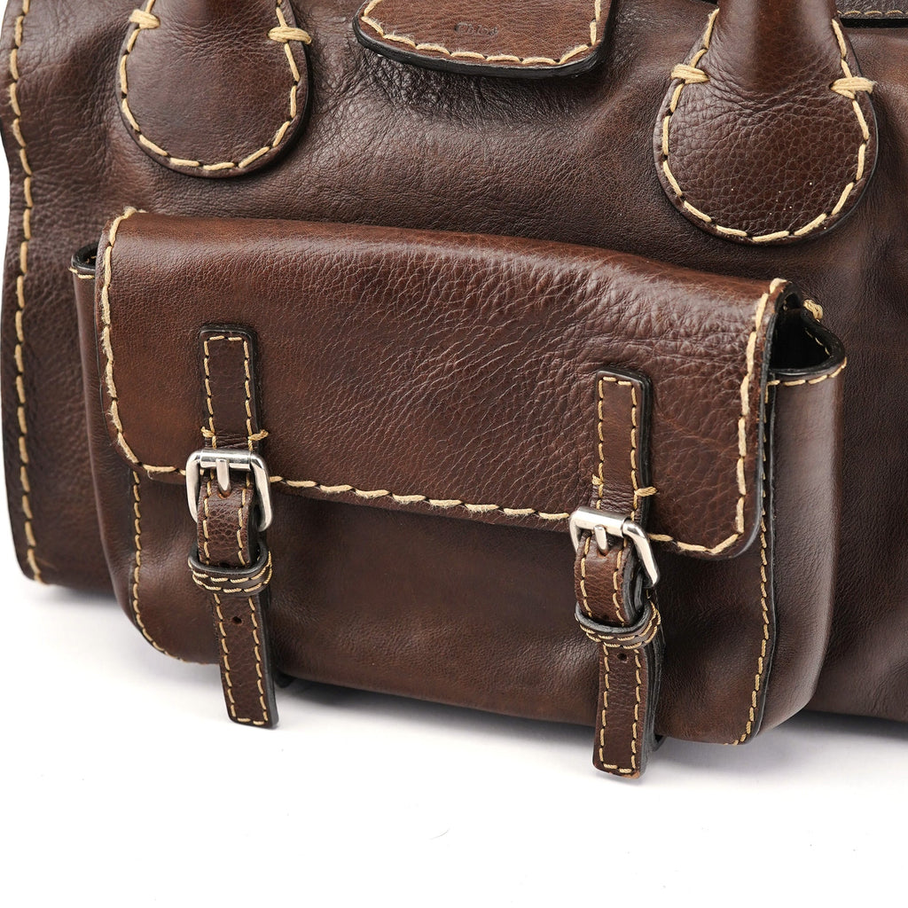 Small Brown Leather Edith Tote Bag