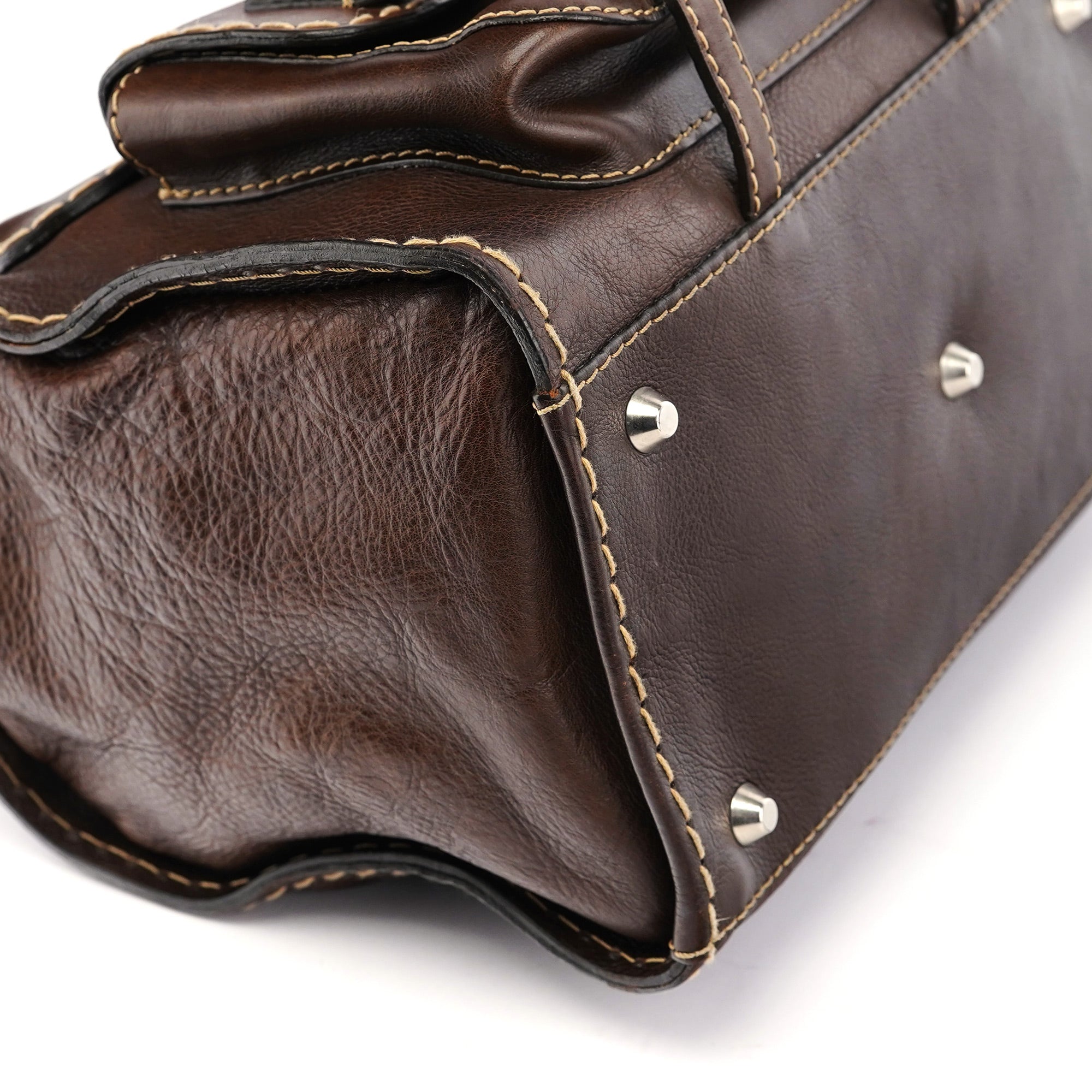 Small Brown Leather Edith Tote Bag
