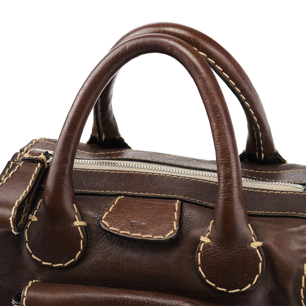 Small Brown Leather Edith Tote Bag
