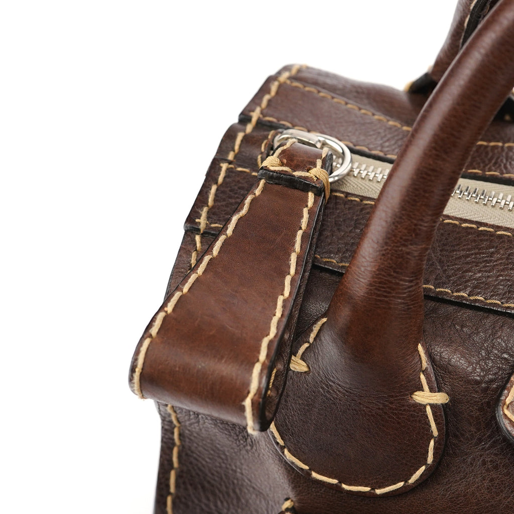 Small Brown Leather Edith Tote Bag