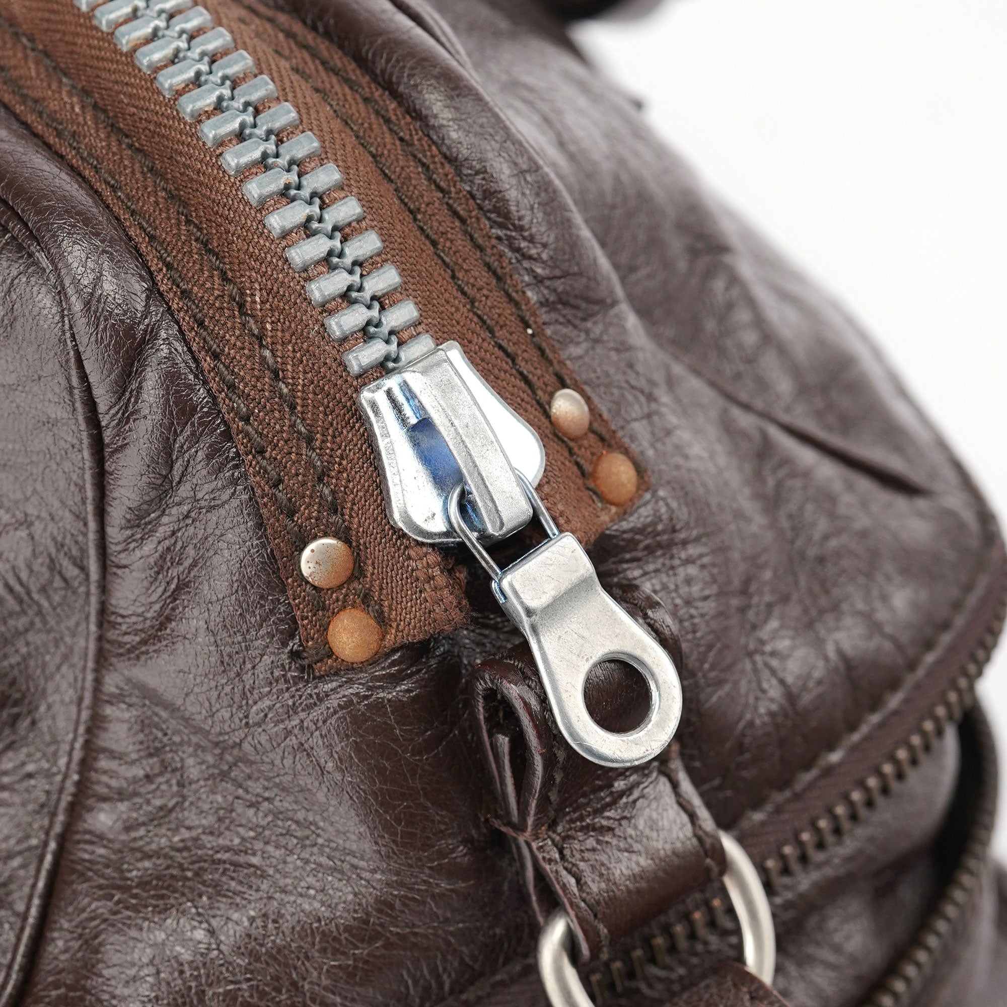 Spring 2006 Brown Leather Zippered Tote Bag