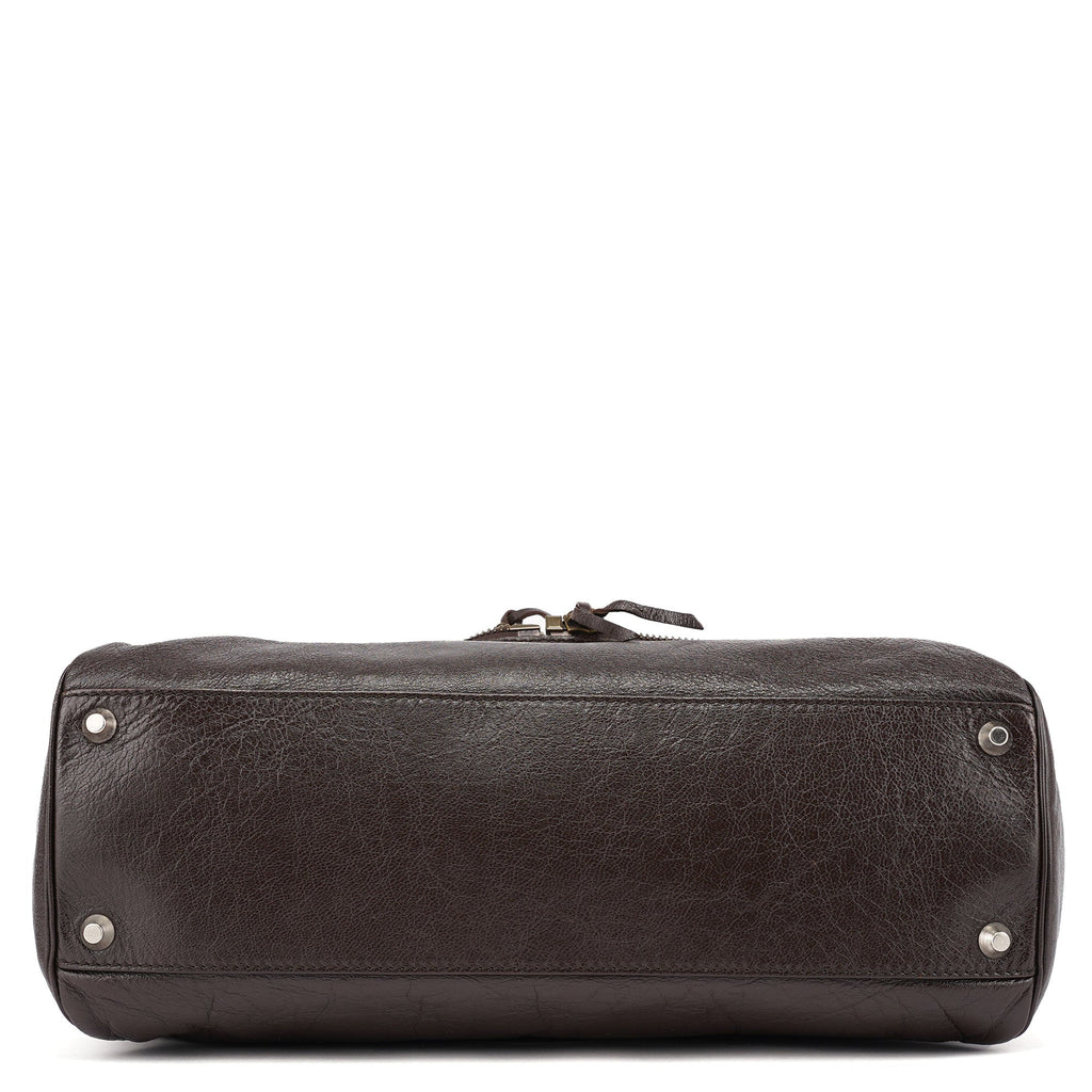 Spring 2006 Brown Leather Zippered Tote Bag