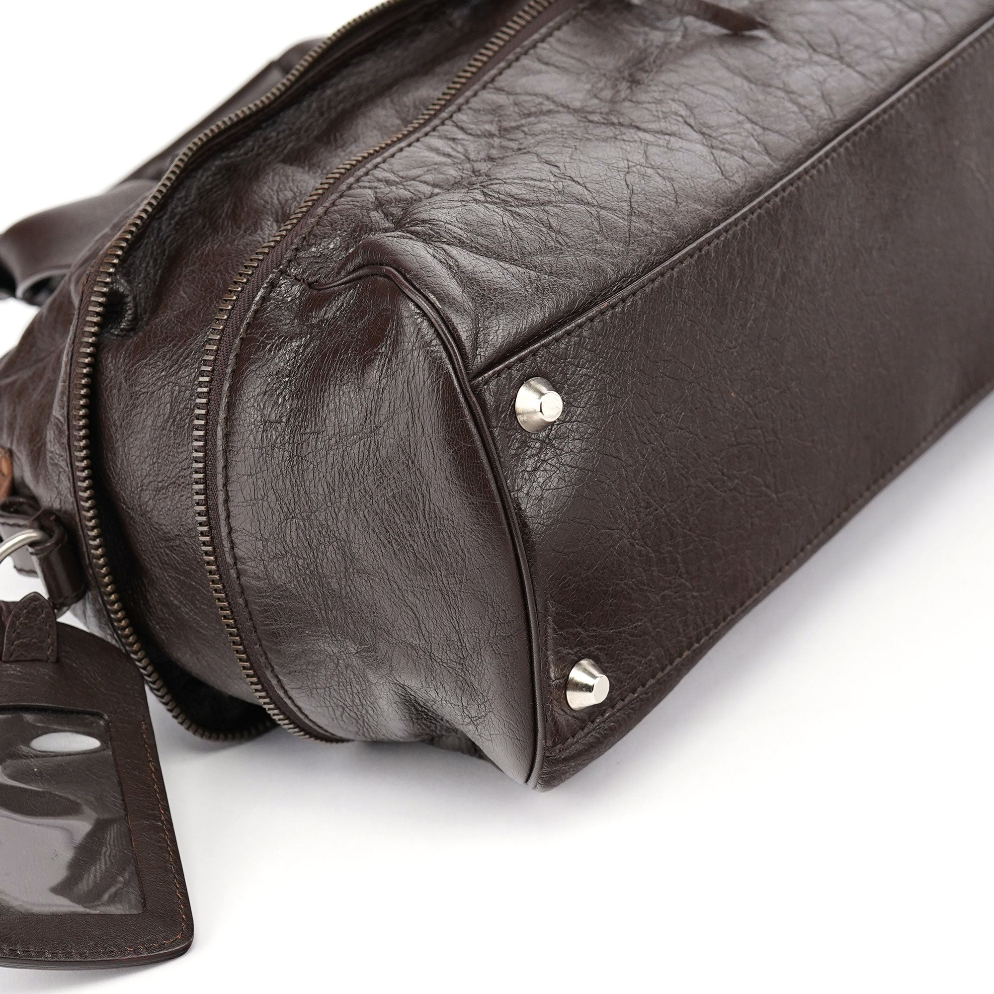 Spring 2006 Brown Leather Zippered Tote Bag