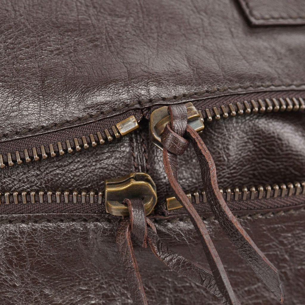 Spring 2006 Brown Leather Zippered Tote Bag