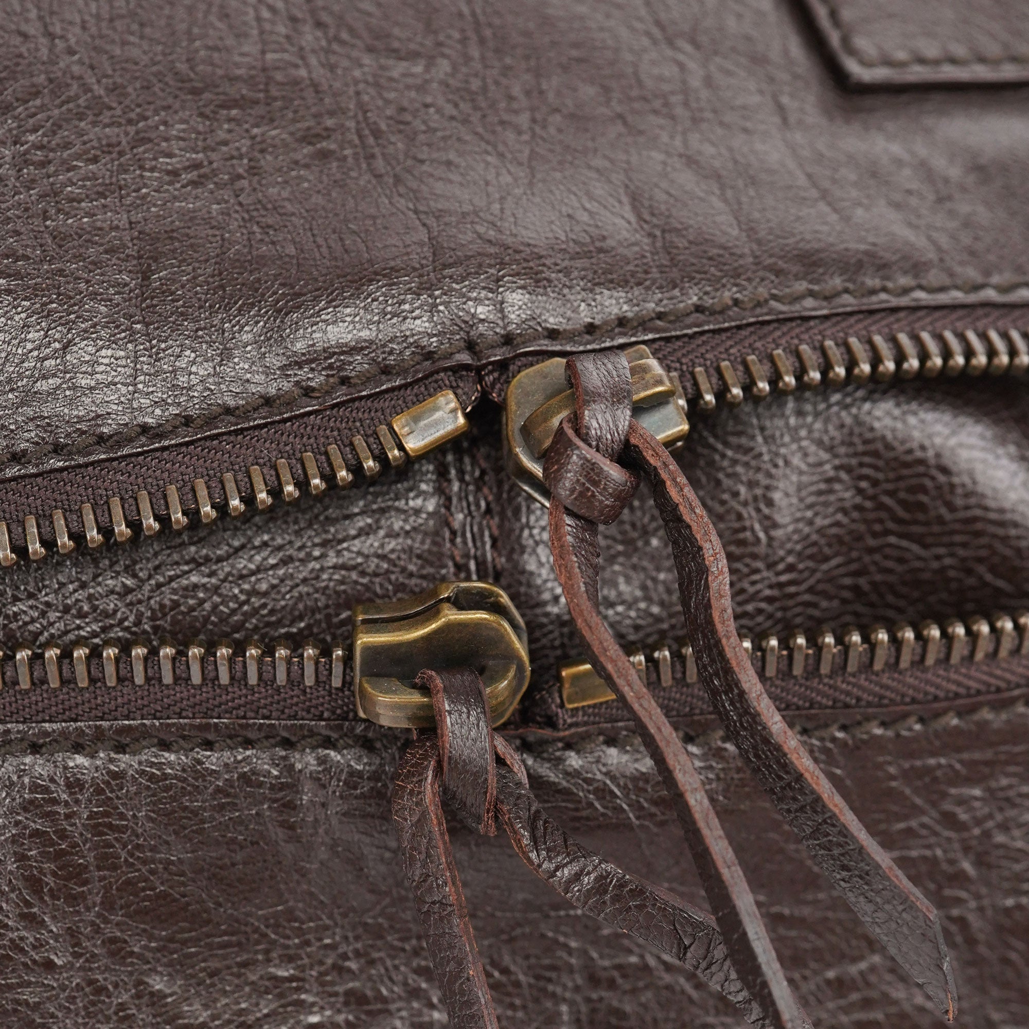 Spring 2006 Brown Leather Zippered Tote Bag