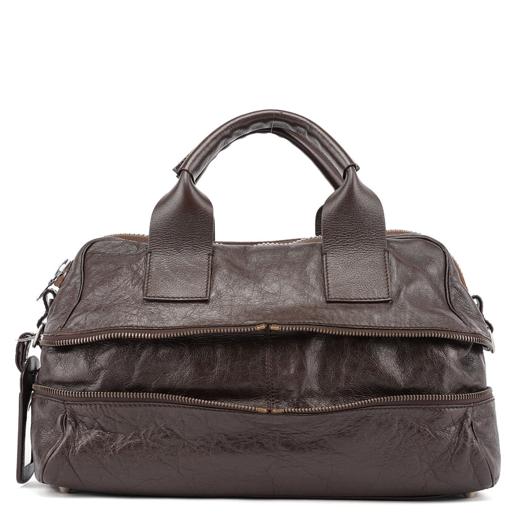 Spring 2006 Brown Leather Zippered Tote Bag