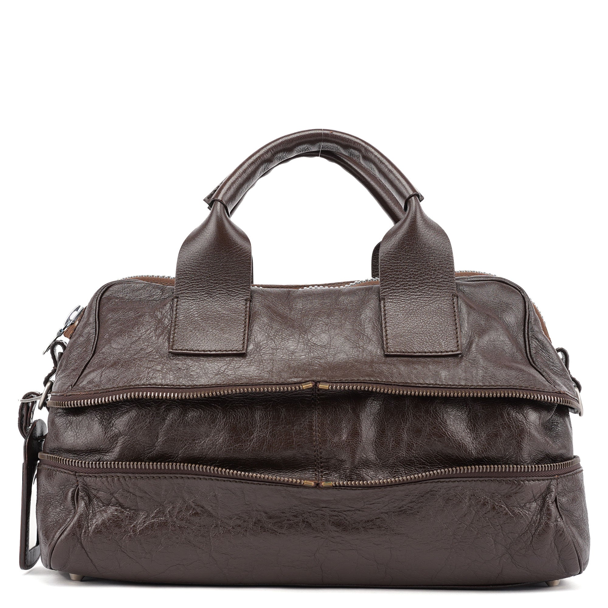 Spring 2006 Brown Leather Zippered Tote Bag