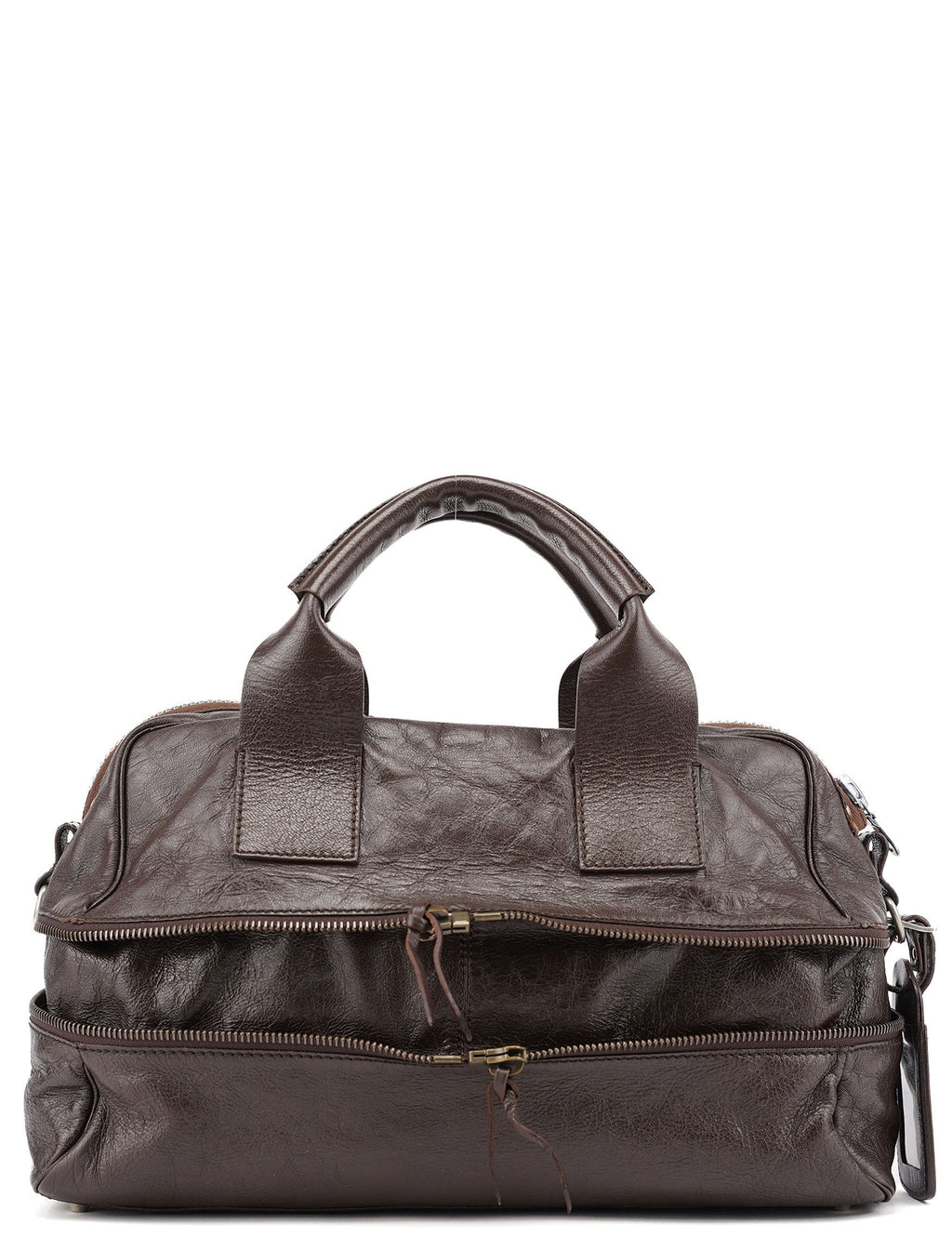 Spring 2006 Brown Leather Zippered Tote Bag