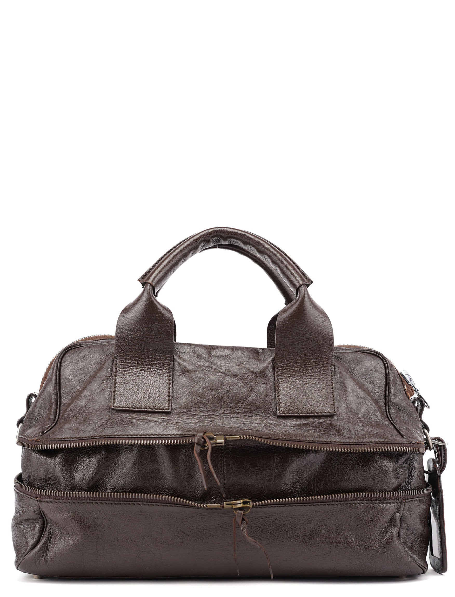 Spring 2006 Brown Leather Zippered Tote Bag