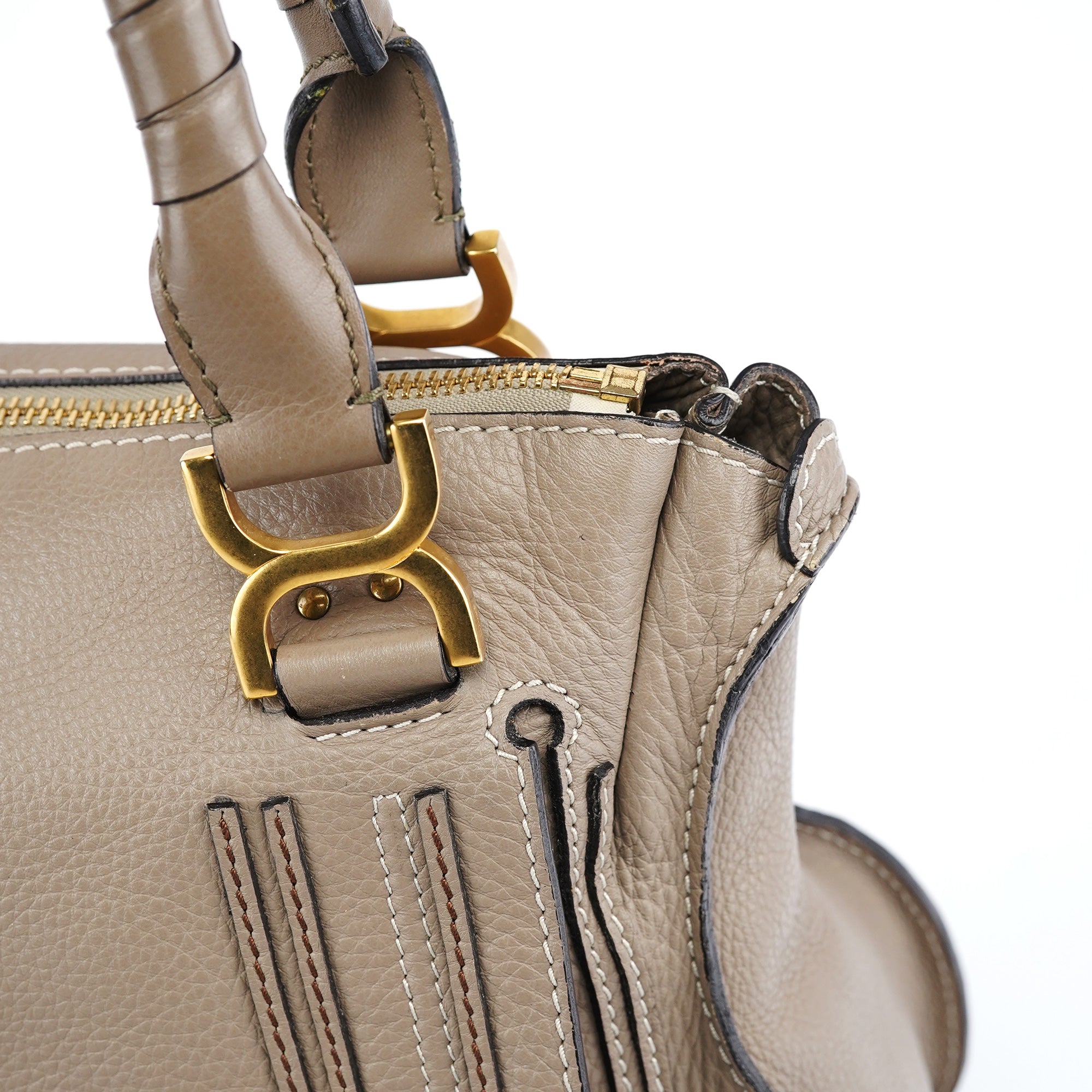 Taupe Leather Marcie Shoulder Bag