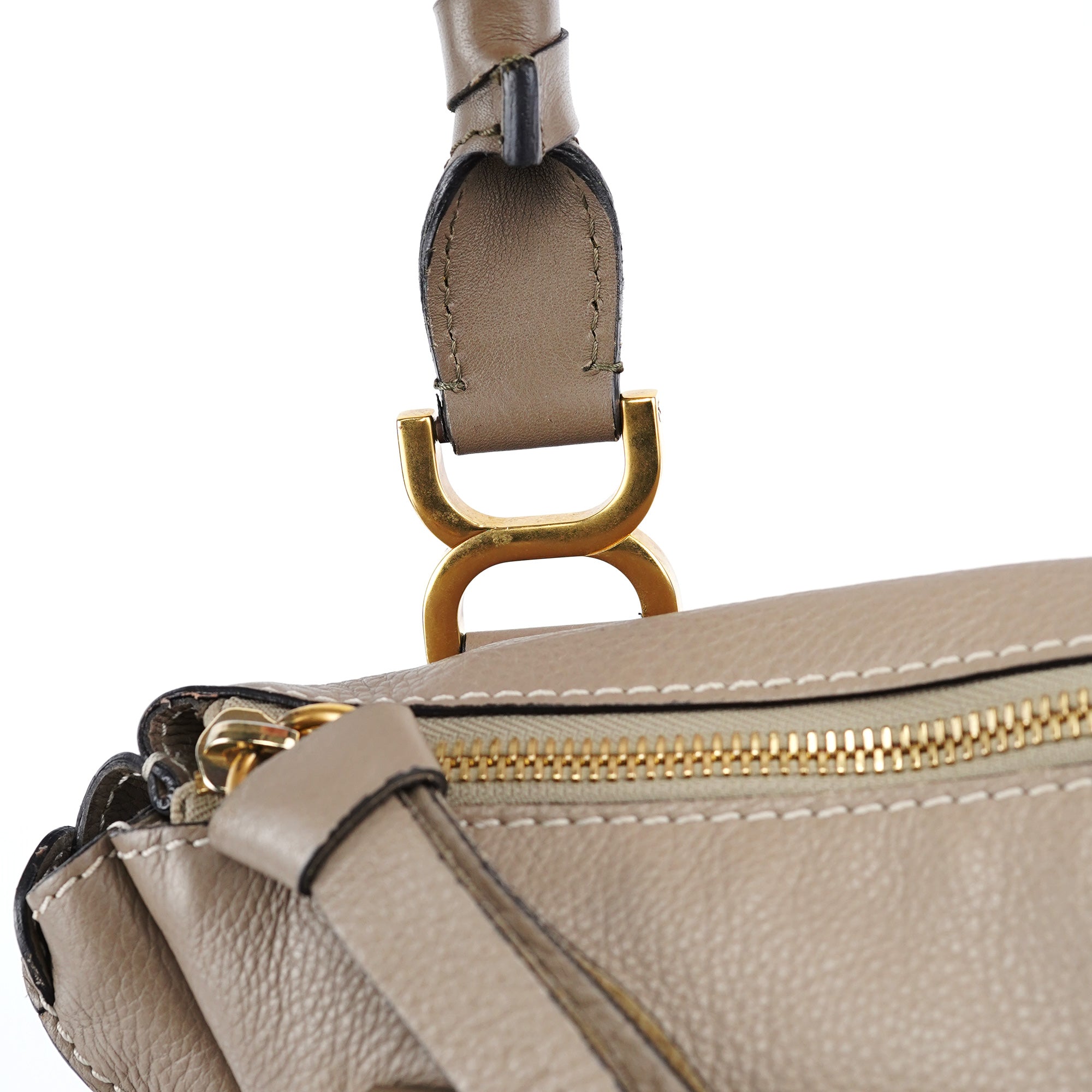 Taupe Leather Marcie Shoulder Bag