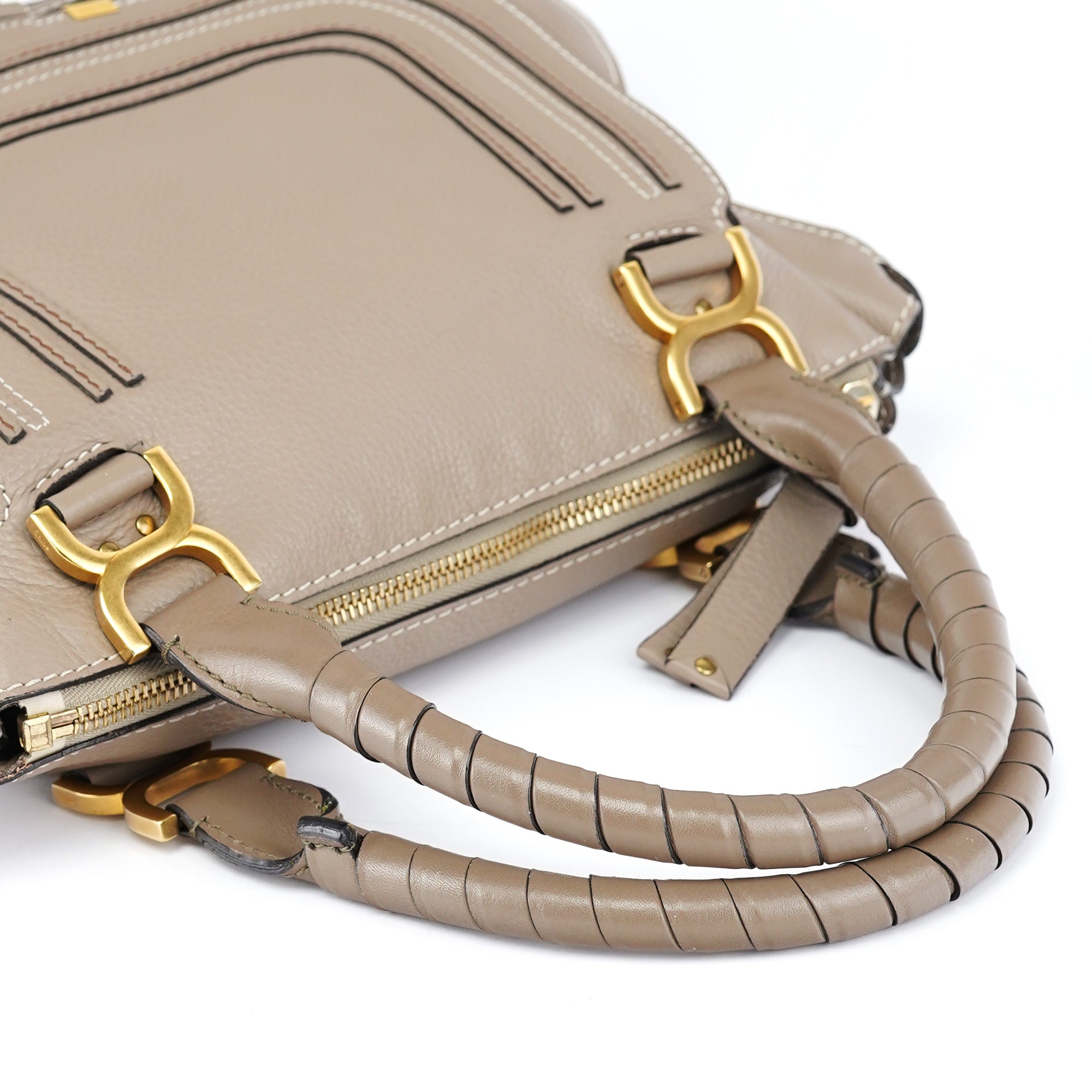 Taupe Leather Marcie Shoulder Bag