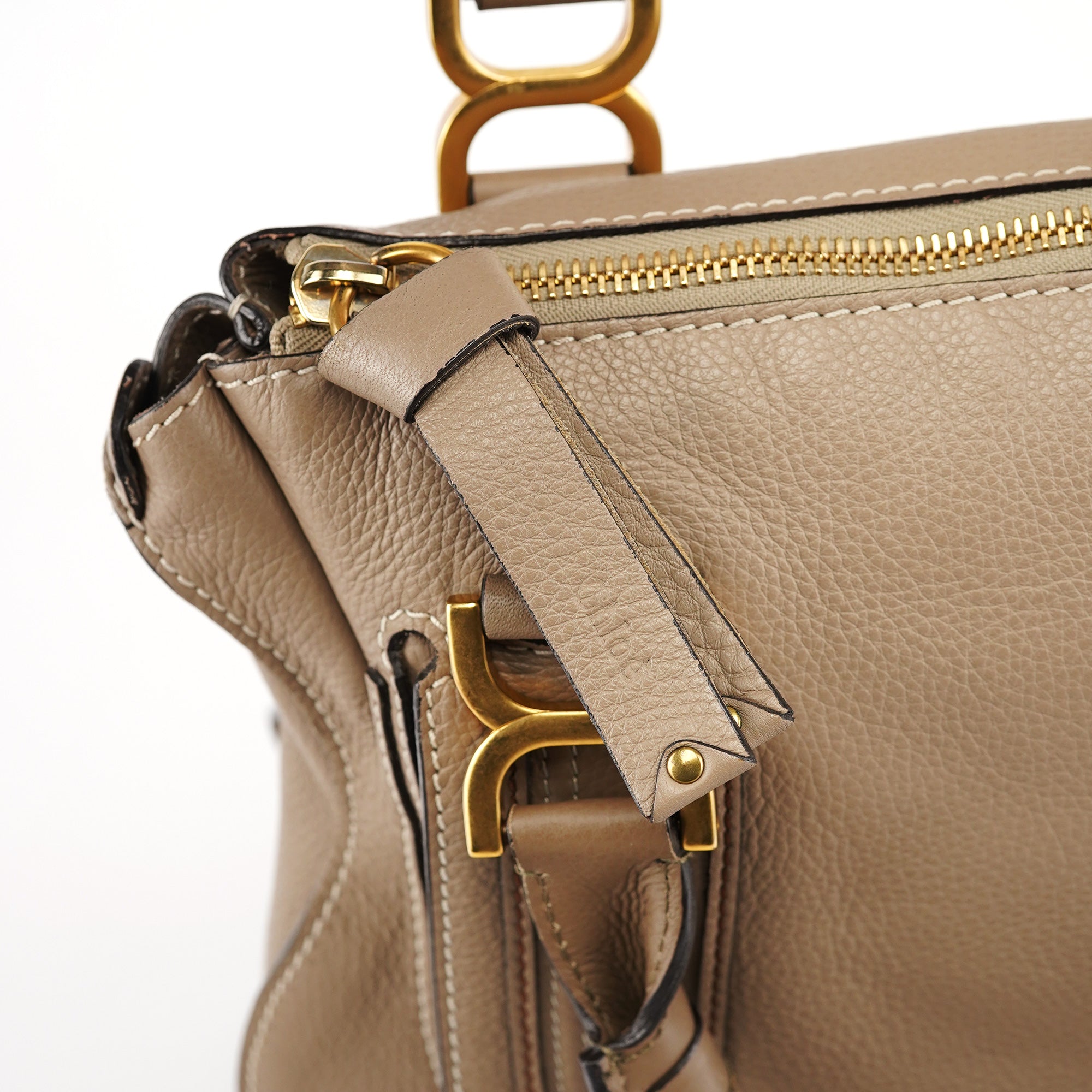 Taupe Leather Marcie Shoulder Bag