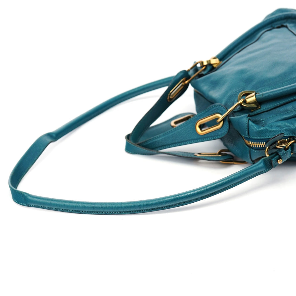 Turquoise Blue Leather Paraty 2-Way Shoulder Bag