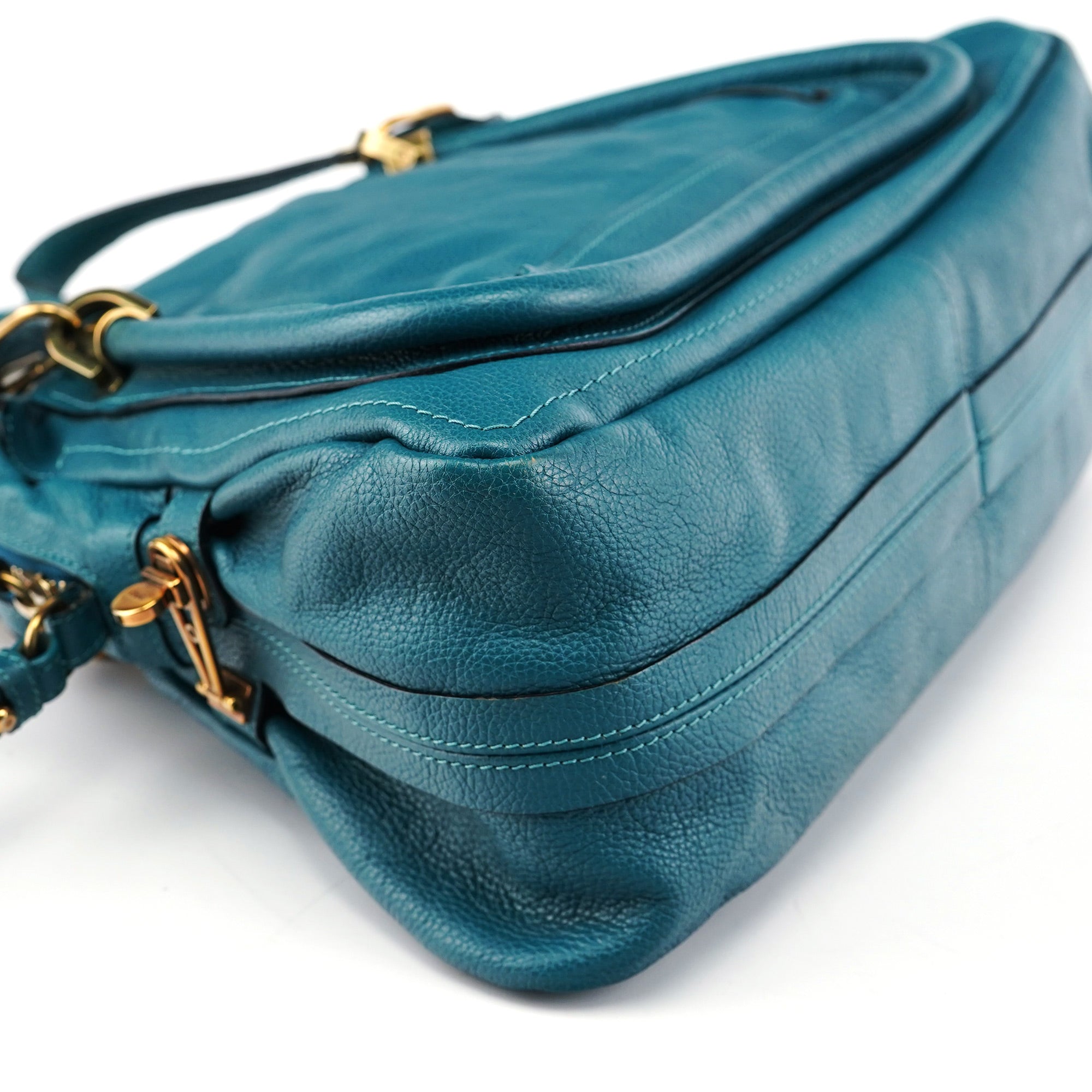 Turquoise Blue Leather Paraty 2-Way Shoulder Bag