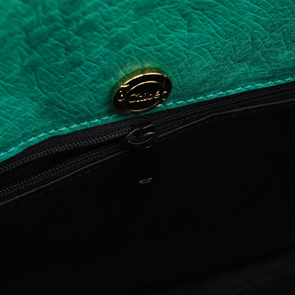 Turquoise Ostrich Leather Bowling Bag