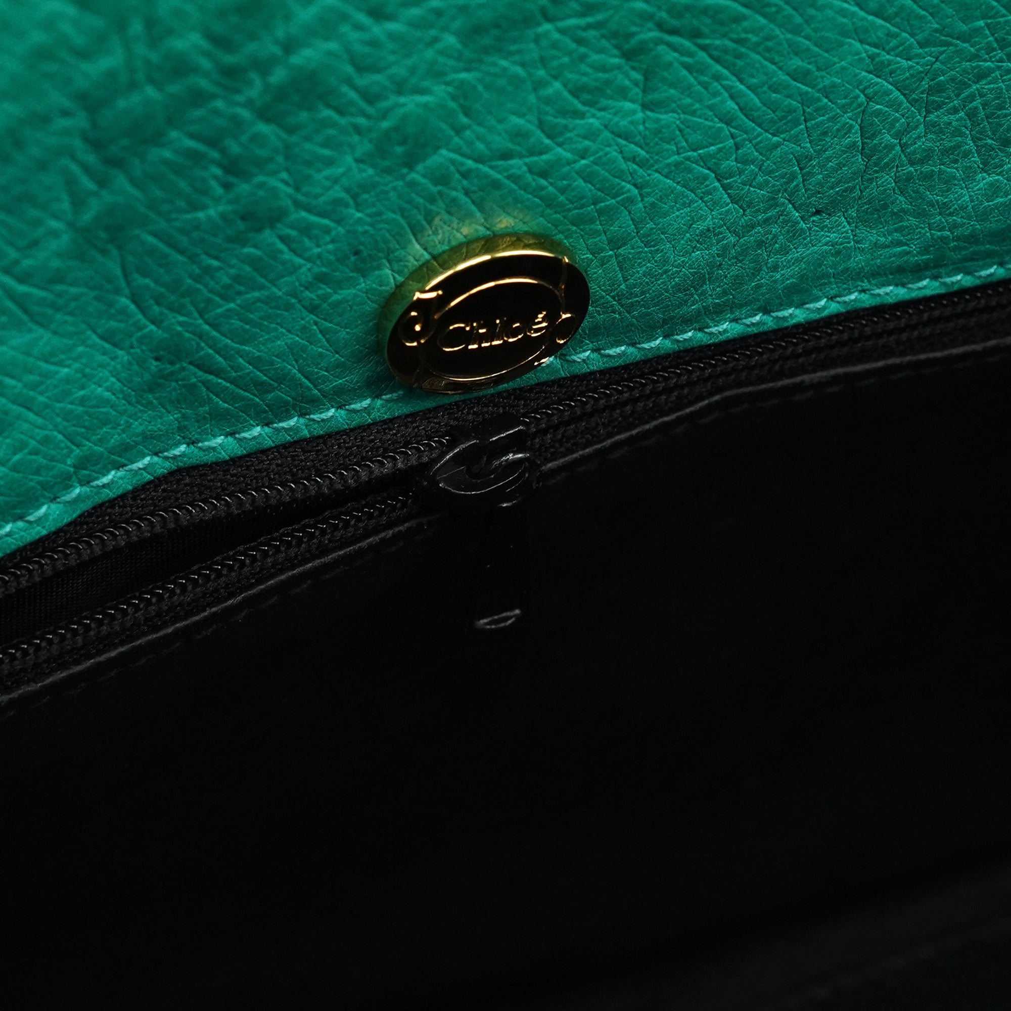 Turquoise Ostrich Leather Bowling Bag